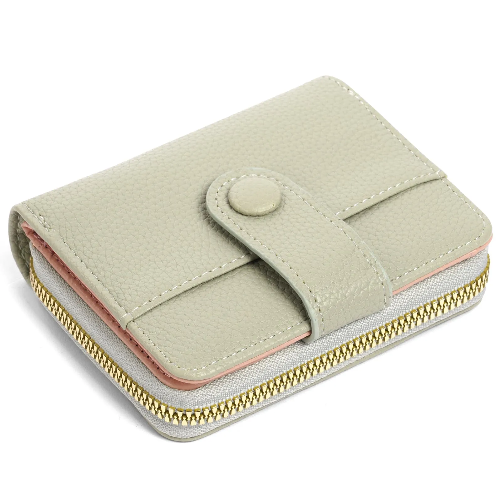 Adiwo Portafoglio da Donna, Pelle Portafoglio Portamonete con Cerniera, Piccolo Portafogli in Pelle Sintetica con Scomparto per Monete, Blocco RFID e Molti Altri Scomparti(Grigio) - immagine 1