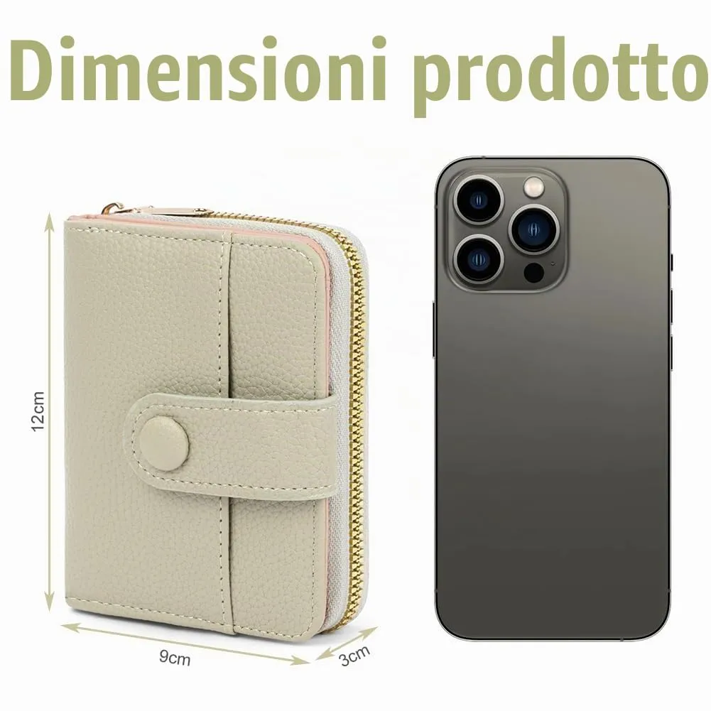 Adiwo Portafoglio da Donna, Pelle Portafoglio Portamonete con Cerniera, Piccolo Portafogli in Pelle Sintetica con Scomparto per Monete, Blocco RFID e Molti Altri Scomparti(Grigio) - immagine 2