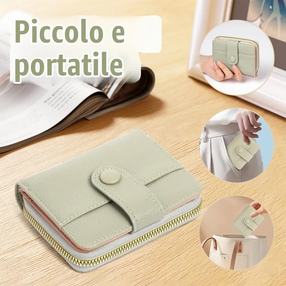 Adiwo Portafoglio da Donna, Pelle Portafoglio Portamonete con Cerniera, Piccolo Portafogli in Pelle Sintetica con Scomparto per Monete, Blocco RFID e Molti Altri Scomparti(Grigio) - immagine 6