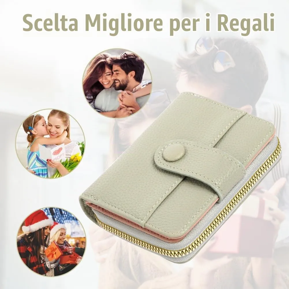 Adiwo Portafoglio da Donna, Pelle Portafoglio Portamonete con Cerniera, Piccolo Portafogli in Pelle Sintetica con Scomparto per Monete, Blocco RFID e Molti Altri Scomparti(Grigio) - immagine 7