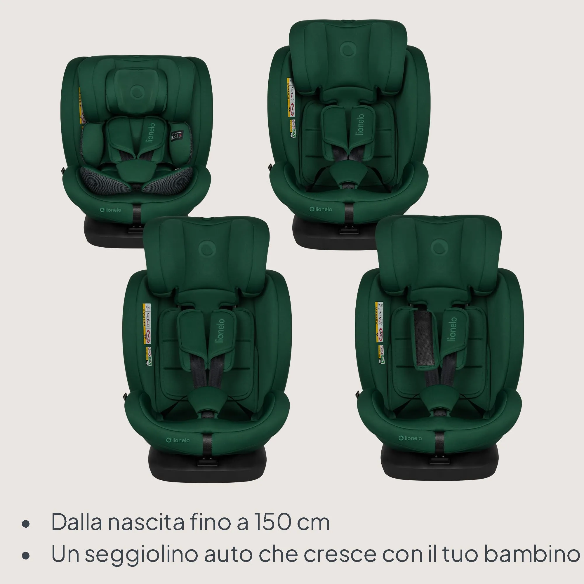 LIONELO Bastiaan i-Size Seggiolino Auto Evolutivo 4 in 1 40-150 cm ISOFIX - immagine 2