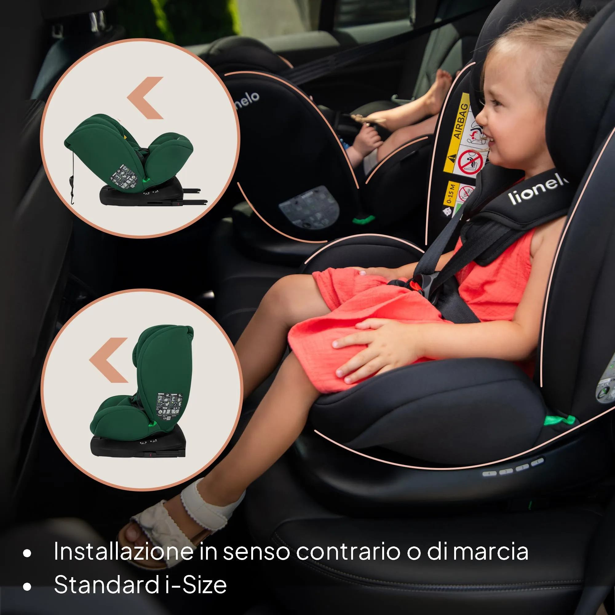 LIONELO Bastiaan i-Size Seggiolino Auto Evolutivo 4 in 1 40-150 cm ISOFIX - immagine 3