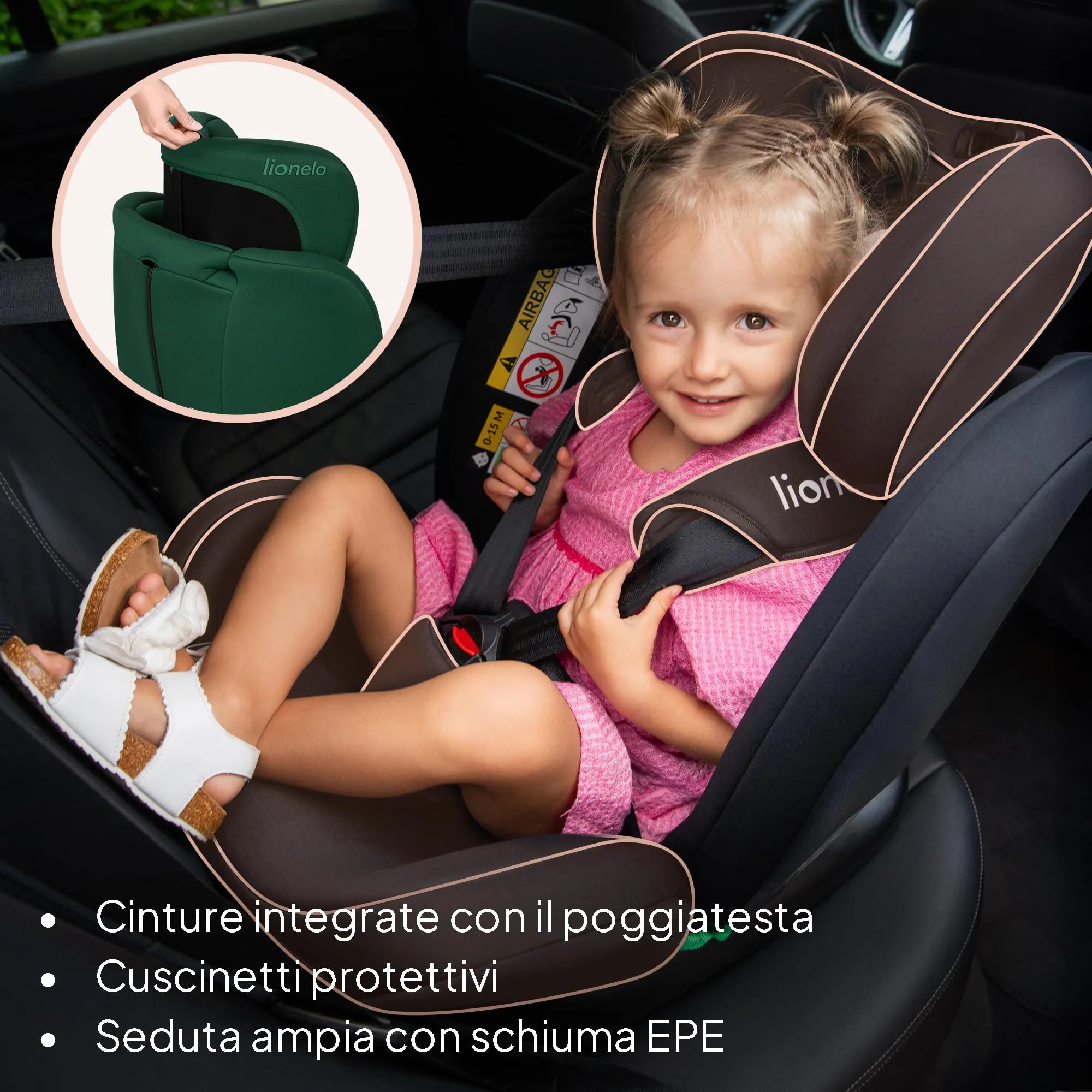 LIONELO Bastiaan i-Size Seggiolino Auto Evolutivo 4 in 1 40-150 cm ISOFIX - immagine 7