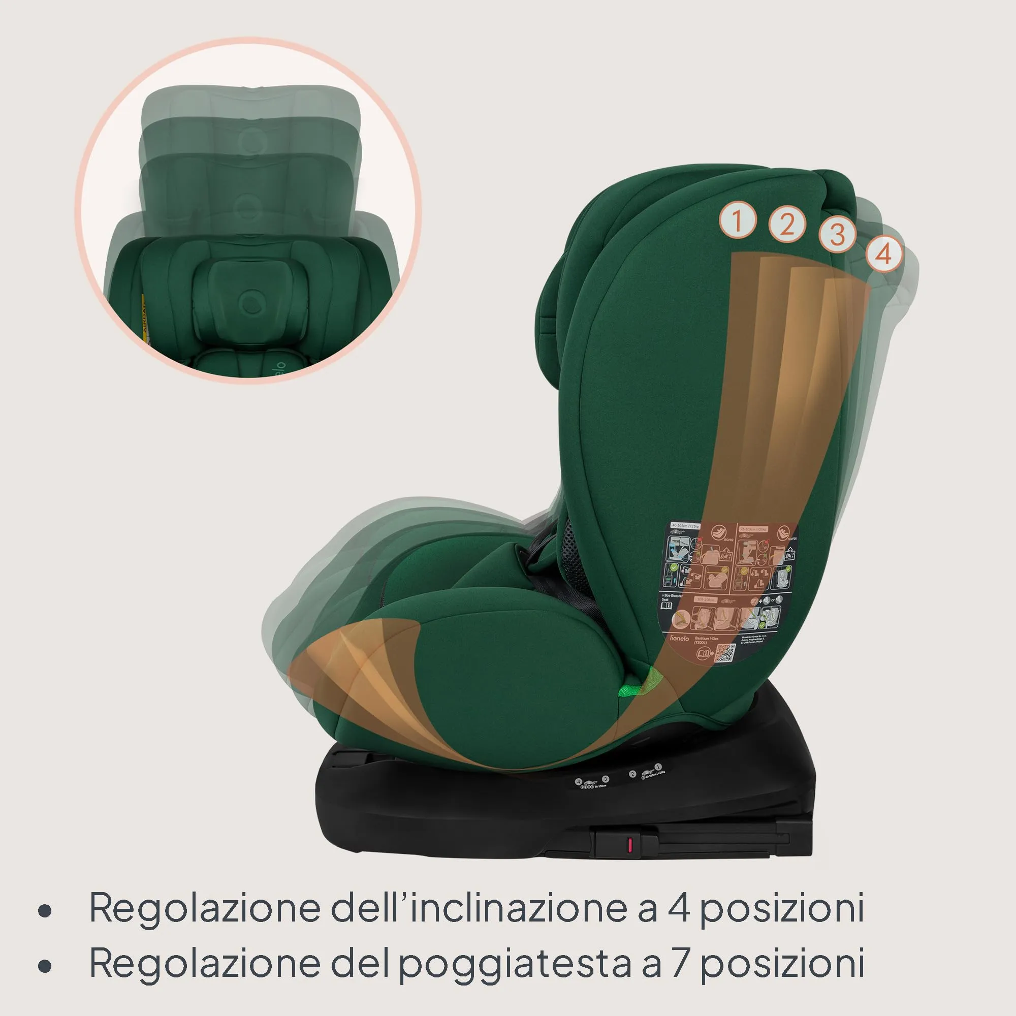 LIONELO Bastiaan i-Size Seggiolino Auto Evolutivo 4 in 1 40-150 cm ISOFIX - immagine 8