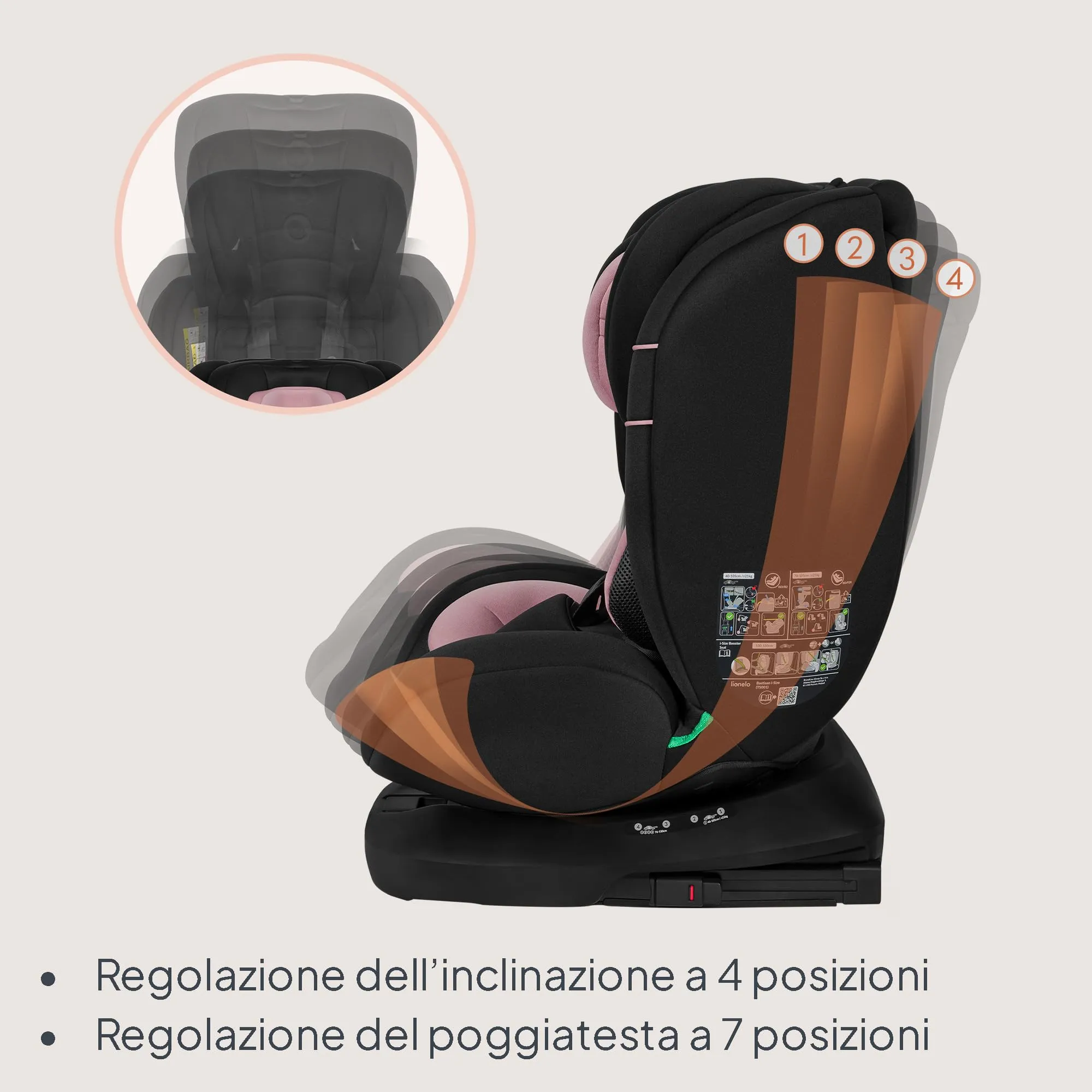 LIONELO Bastiaan i-Size Seggiolino Auto Evolutivo 4 in 1 40-150 cm ISOFIX - immagine 8