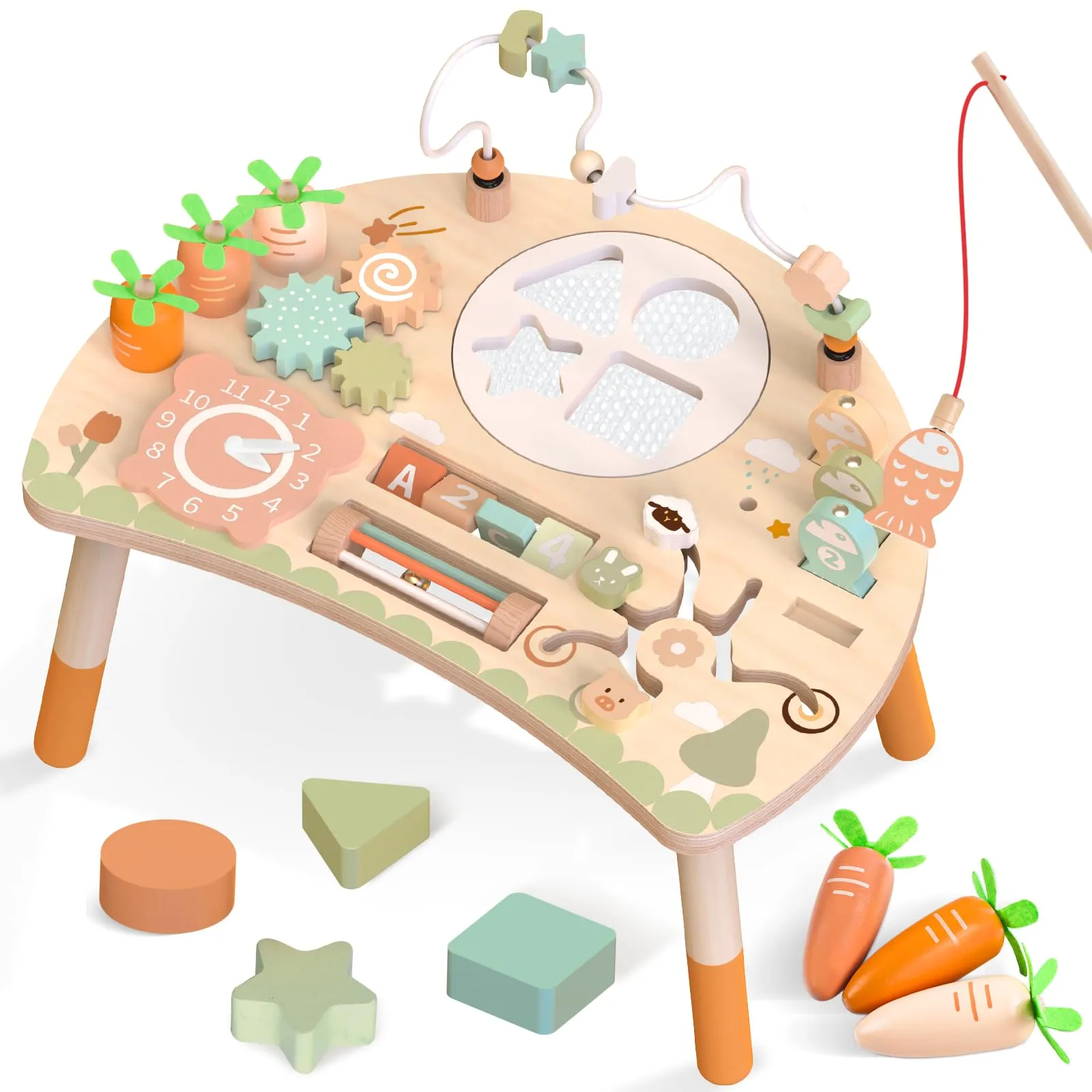 Tavolo Multiattività Montessori 1 Anno, Giochi Bambini Legno 9 in 1 Regalo - immagine 1