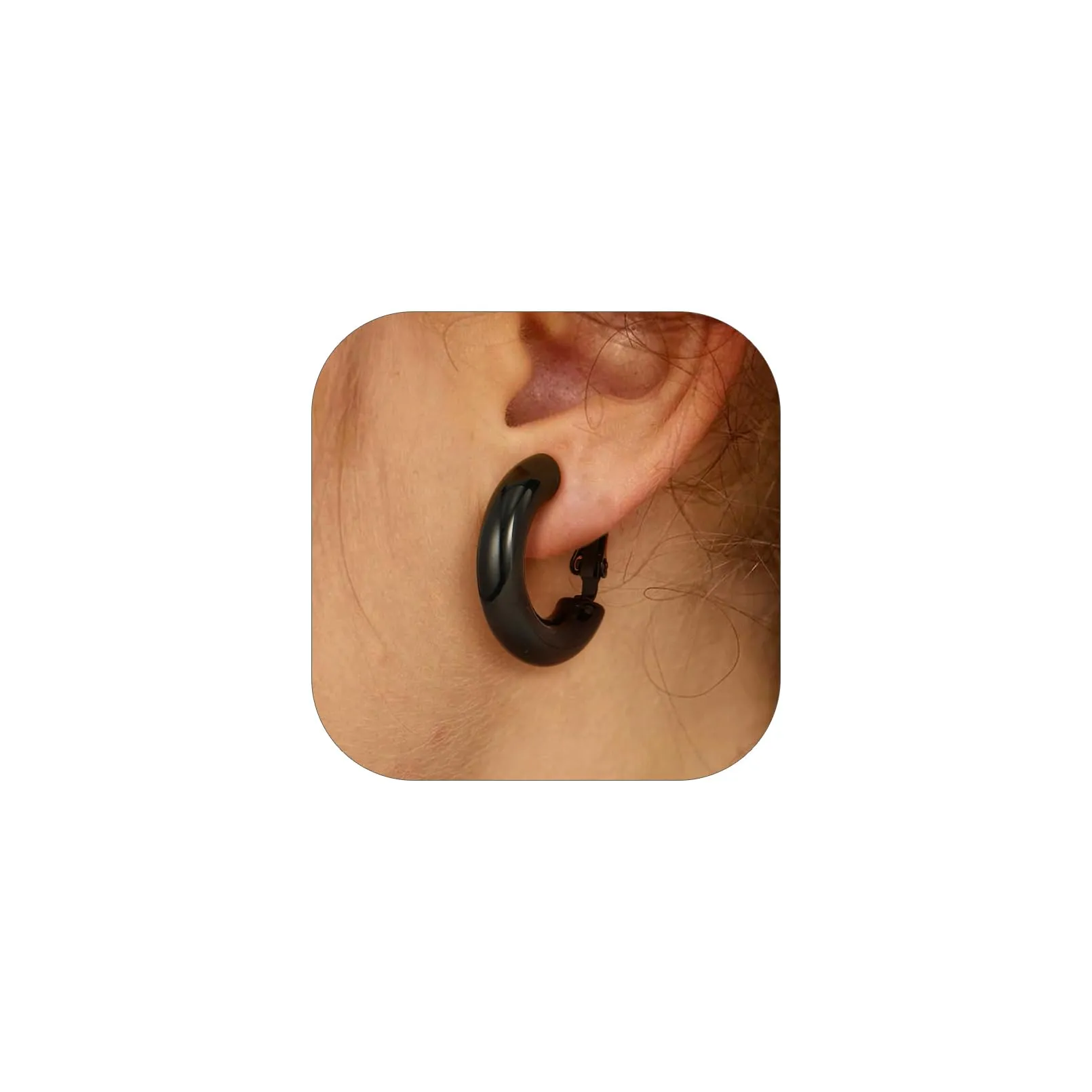 PROSTEEL Orecchini a Cerchio, 20MM, Orecchini Donna Nero, Combinazioni di Impilamento, Chiusura Minimalista Linee Morbide, con Confezione Regalo - immagine 1