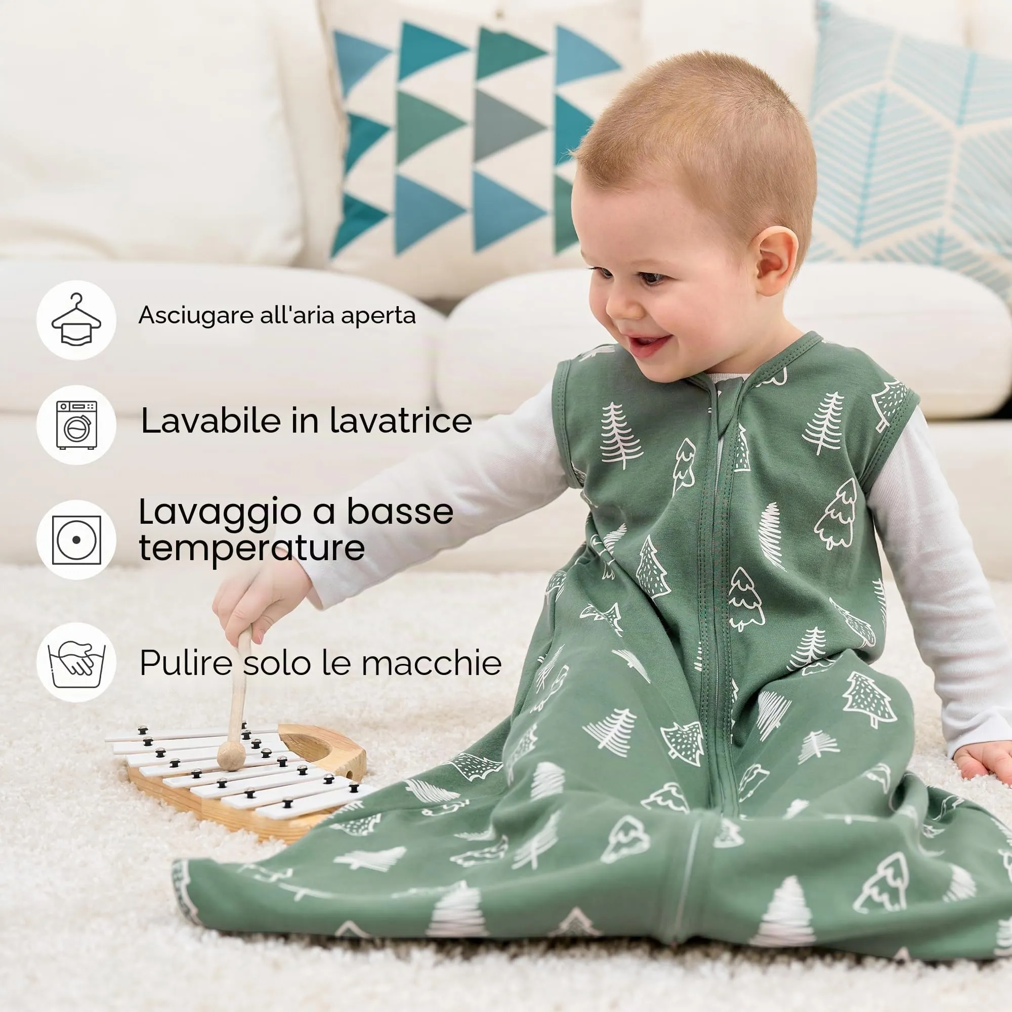 FIEMOL Sacco Nanna 6-12 Mesi 0.5 Tog Sacchi Nanna Cotone, 3 Pack Estate Sacco a Pelo Traspirante per Neonato Coperte Indossabili per Bambini 66-76cm Leone Marrone - immagine 5