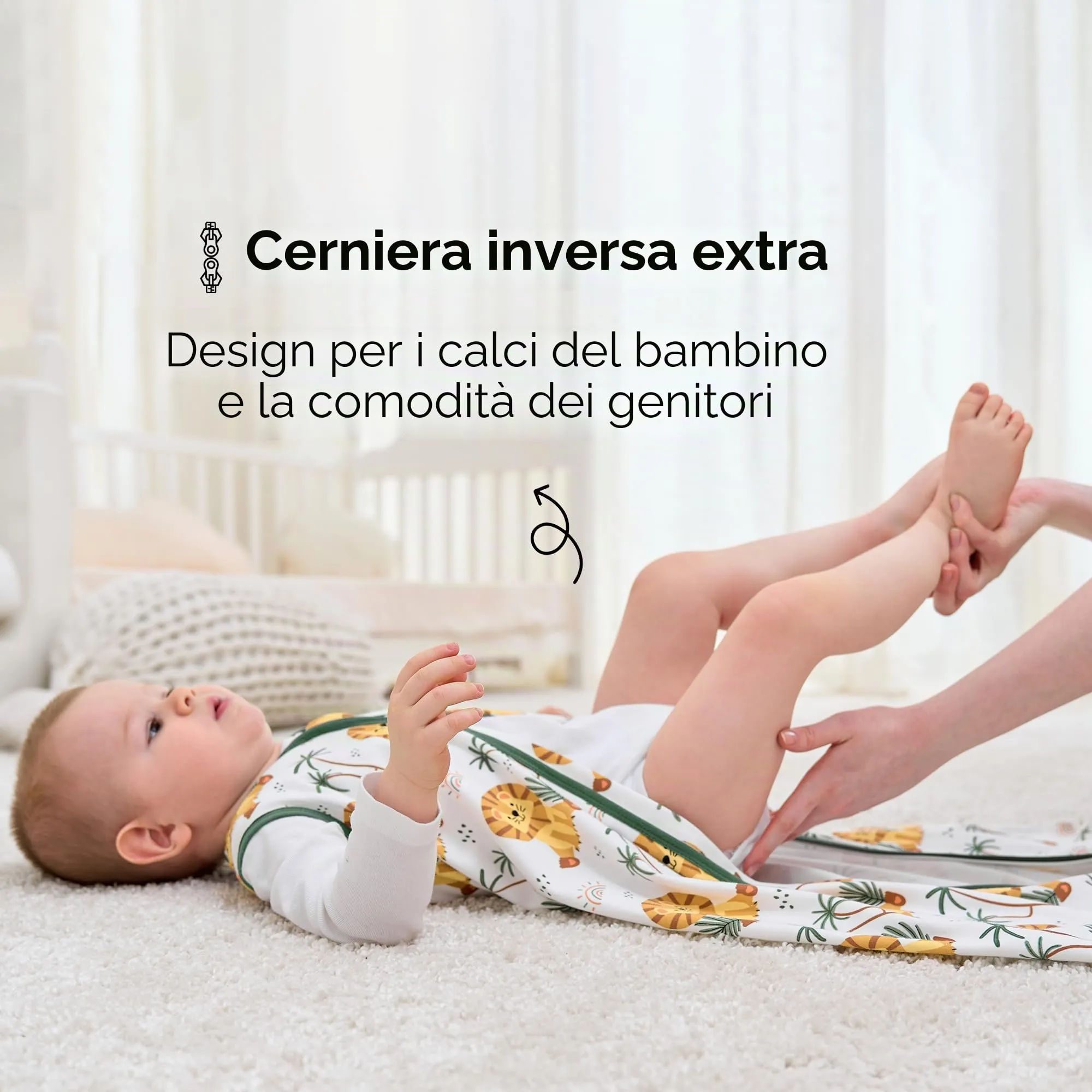 FIEMOL Sacco Nanna 6-12 Mesi 0.5 Tog Sacchi Nanna Cotone, 3 Pack Estate Sacco a Pelo Traspirante per Neonato Coperte Indossabili per Bambini 66-76cm Leone Marrone - immagine 6