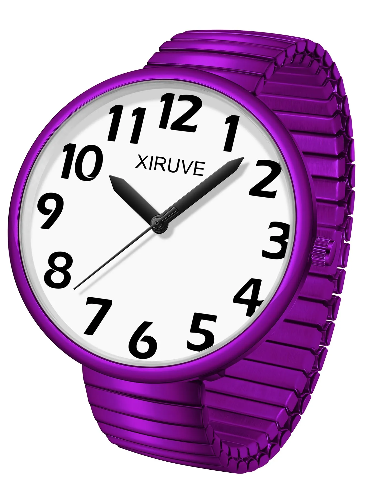 XIRUVE Donna Uomo Facile Lettura Numeri Grandi Quadrante Grande Cinturino Elastico Orologio da Polso Quarzo in Acciaio Inossidabile - immagine 1