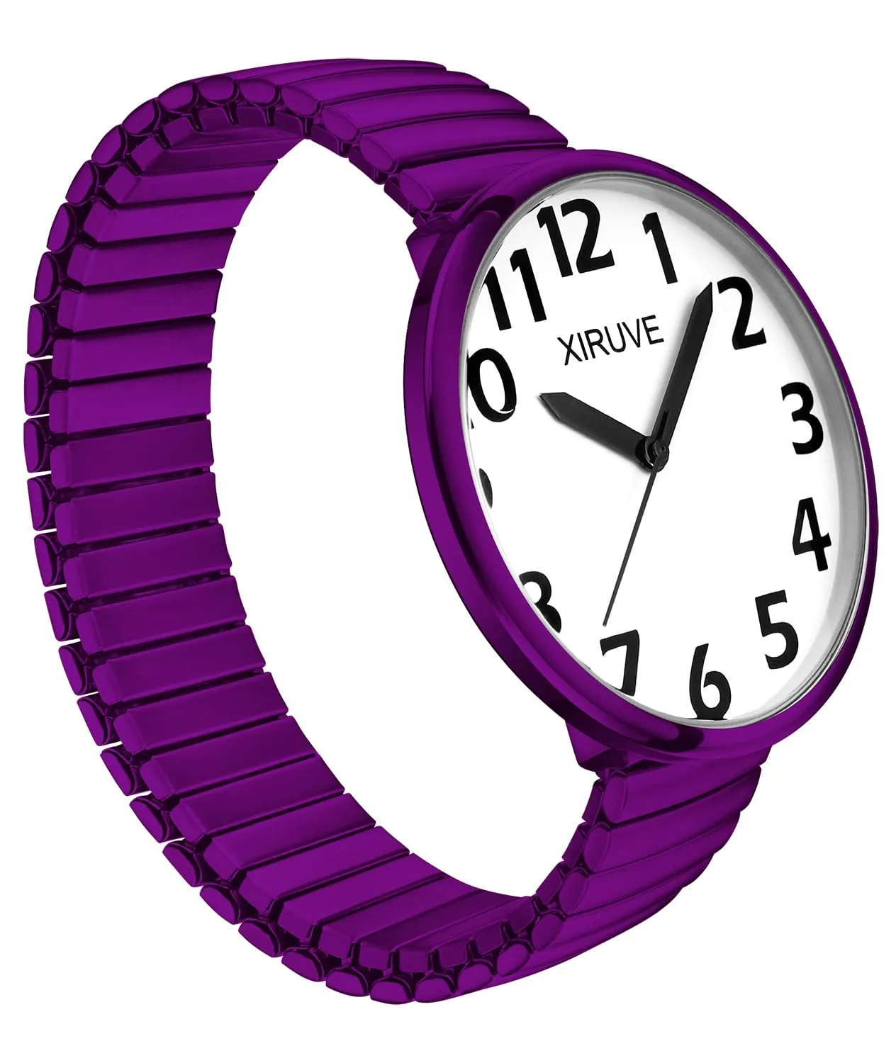 XIRUVE Donna Uomo Facile Lettura Numeri Grandi Quadrante Grande Cinturino Elastico Orologio da Polso Quarzo in Acciaio Inossidabile - immagine 2