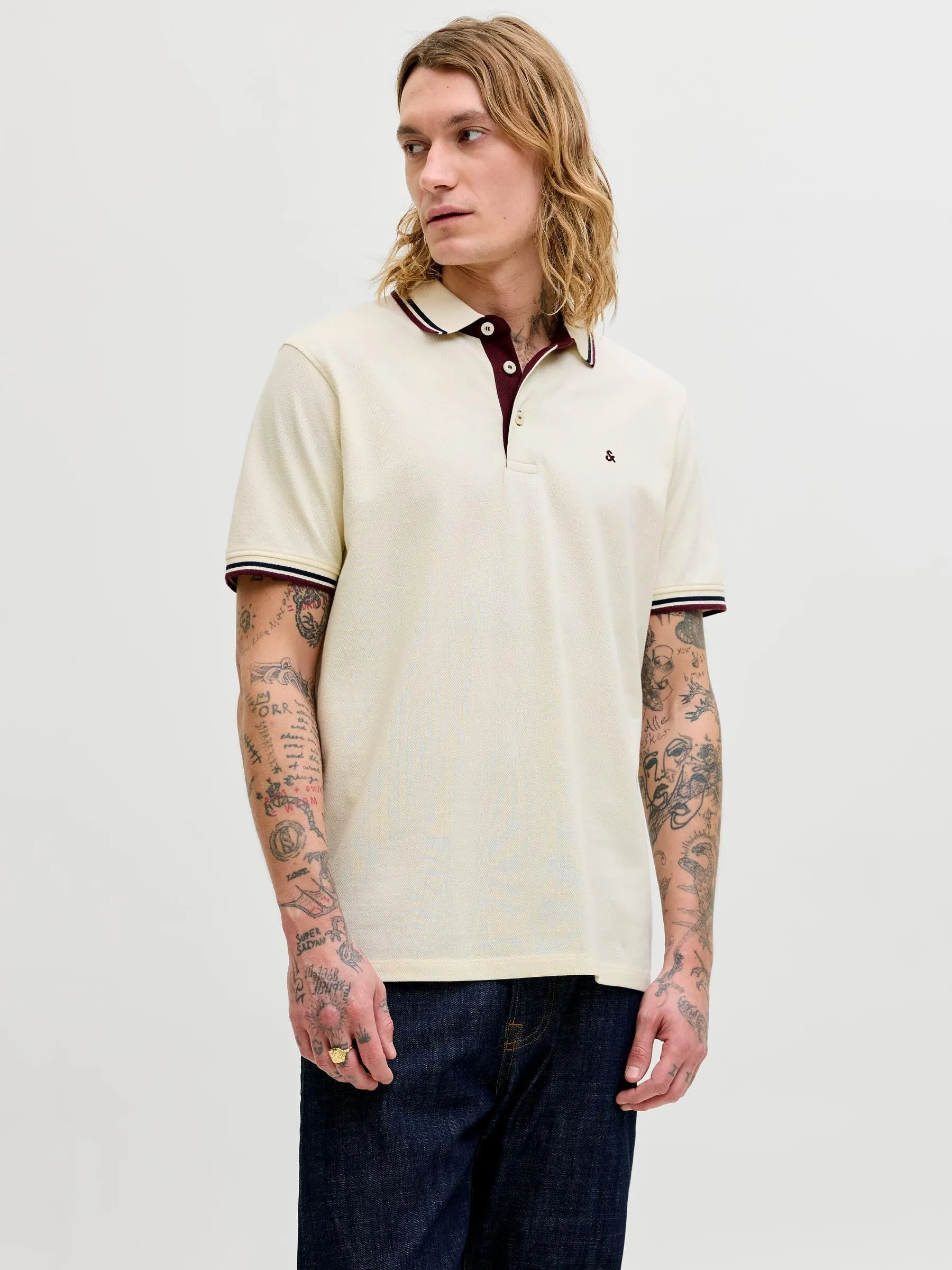 Jack & Jones Polo da Uomo Jjepaulos SS Noos, Bianco Antico, XL - immagine 2