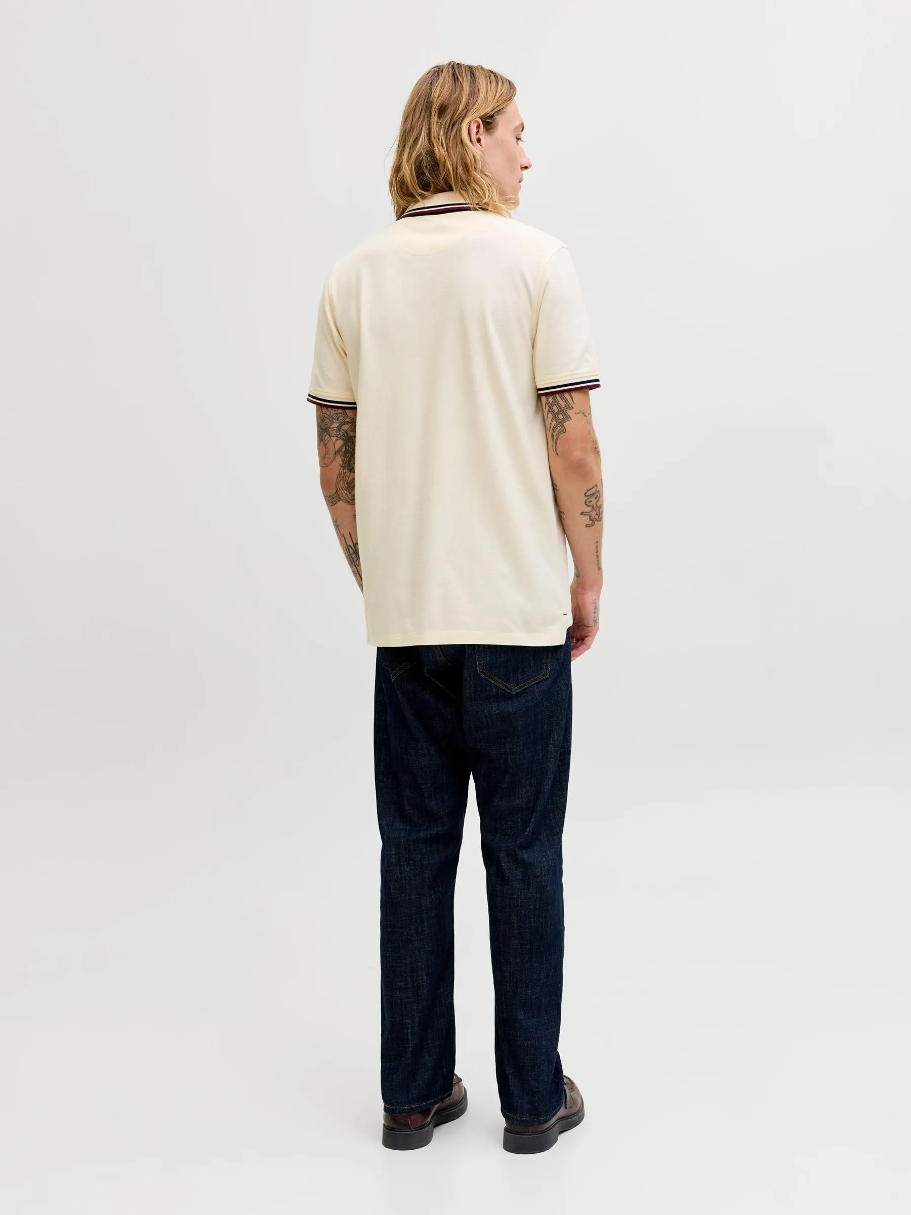 Jack & Jones Polo da Uomo Jjepaulos SS Noos, Bianco Antico, XL - immagine 3