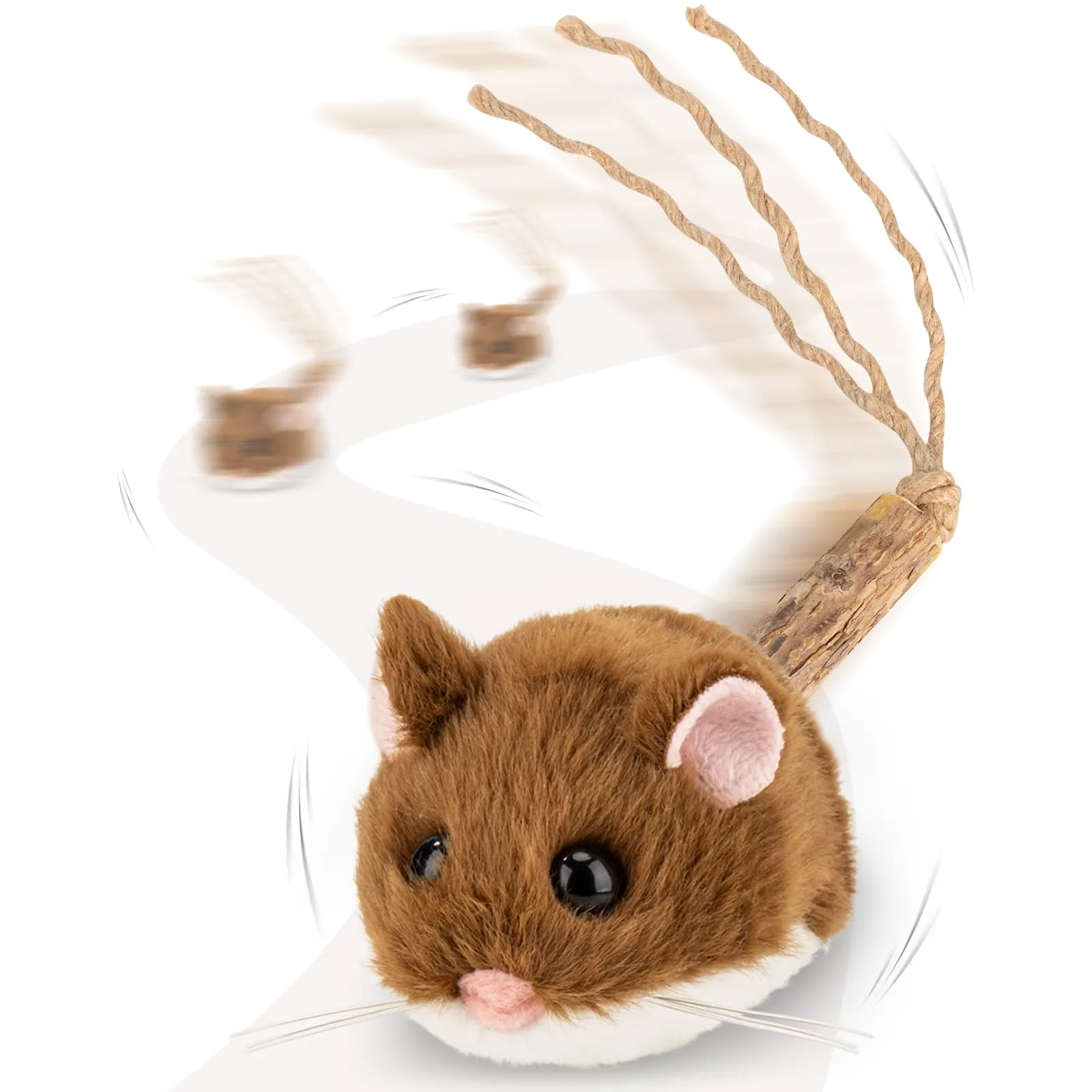 Migipaws Giocattolo interattivo per gatti, topolino elettrico che rotola con bastoncino alla catnip che oscilla, sensore intelligente, cigolio, giocattolo ricaricabile per gatti - immagine 1