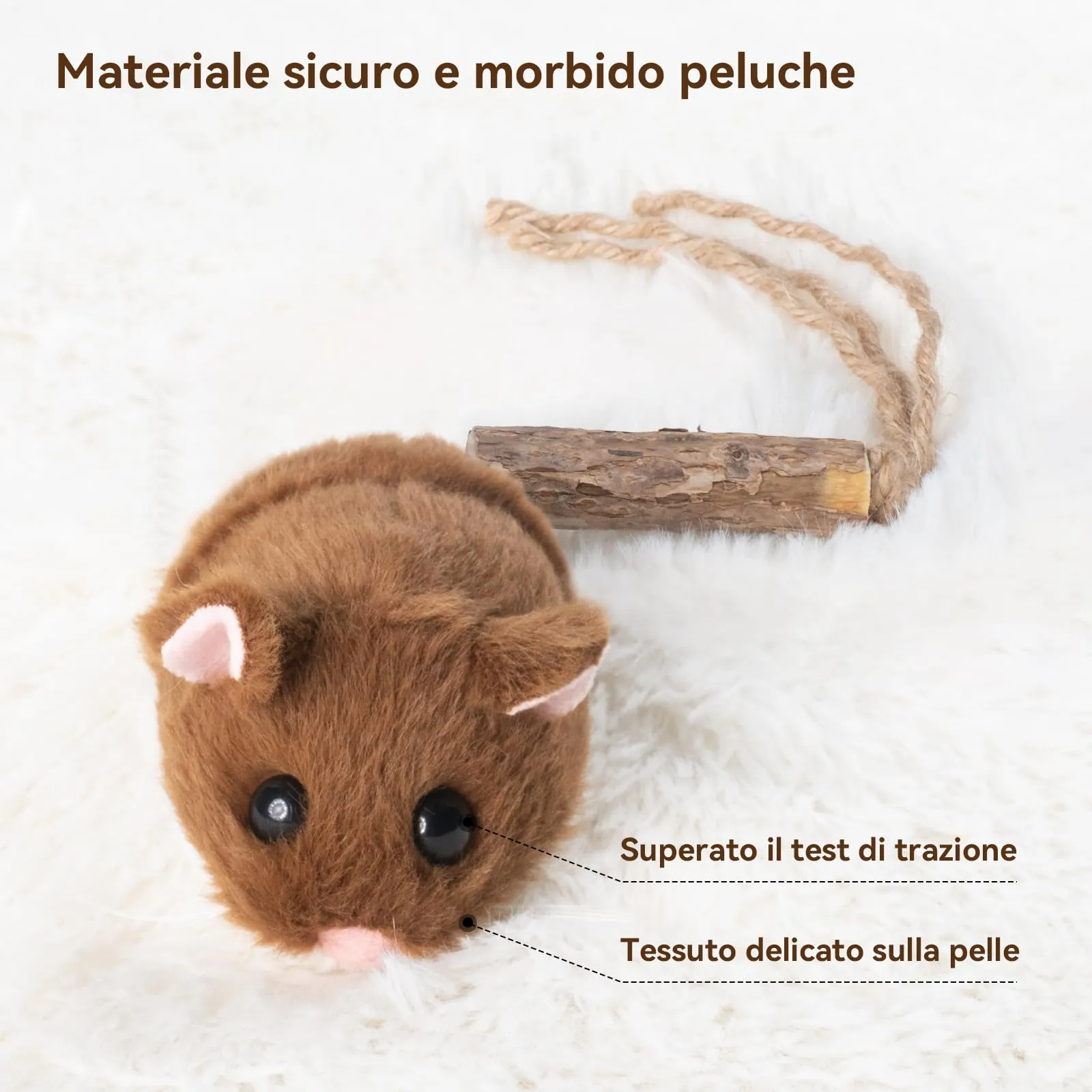 Migipaws Giocattolo interattivo per gatti, topolino elettrico che rotola con bastoncino alla catnip che oscilla, sensore intelligente, cigolio, giocattolo ricaricabile per gatti - immagine 5