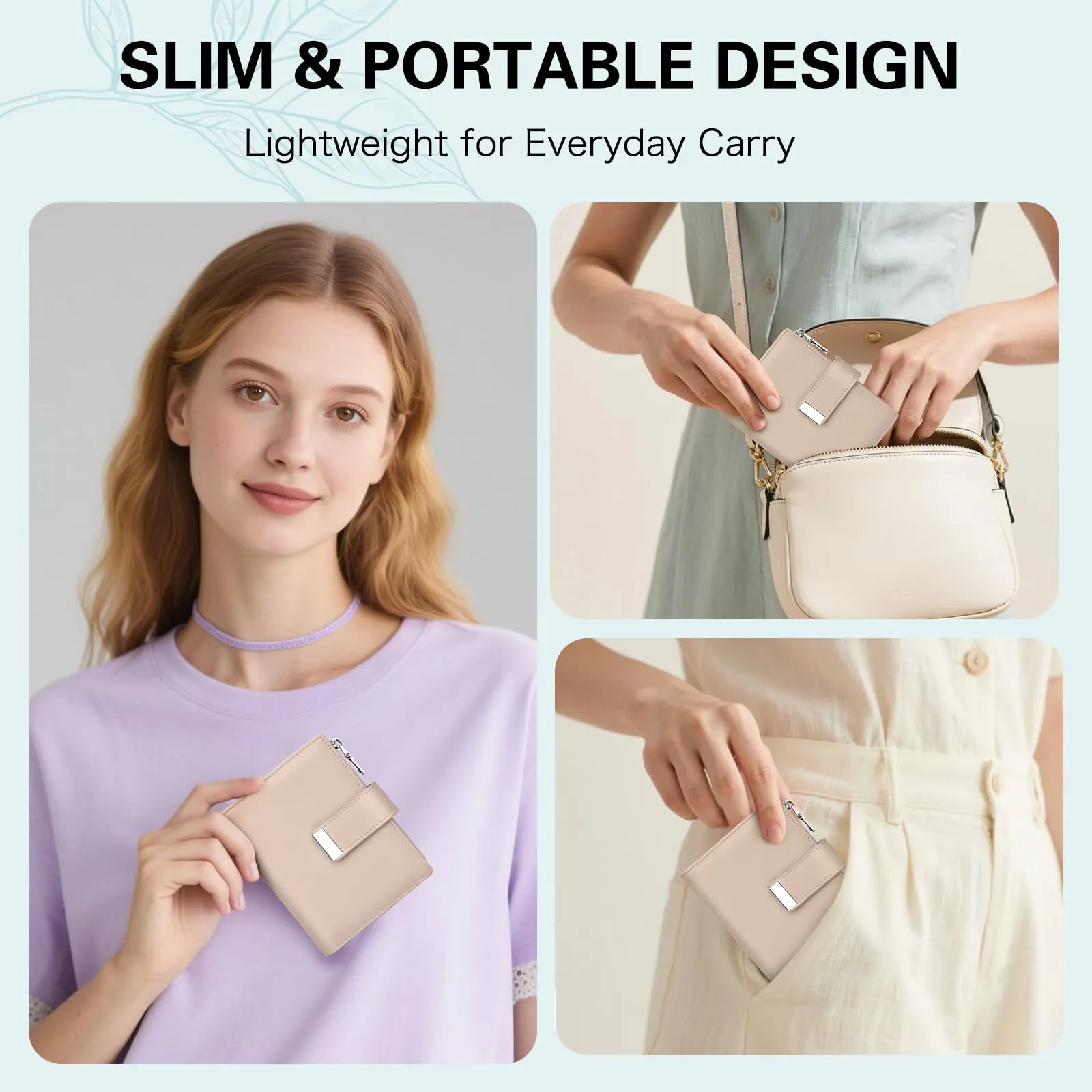 Faneam Cartera Pequeña Mujer de Piel, RFID, 12 Tarjetas y Caja Regalo - immagine 5