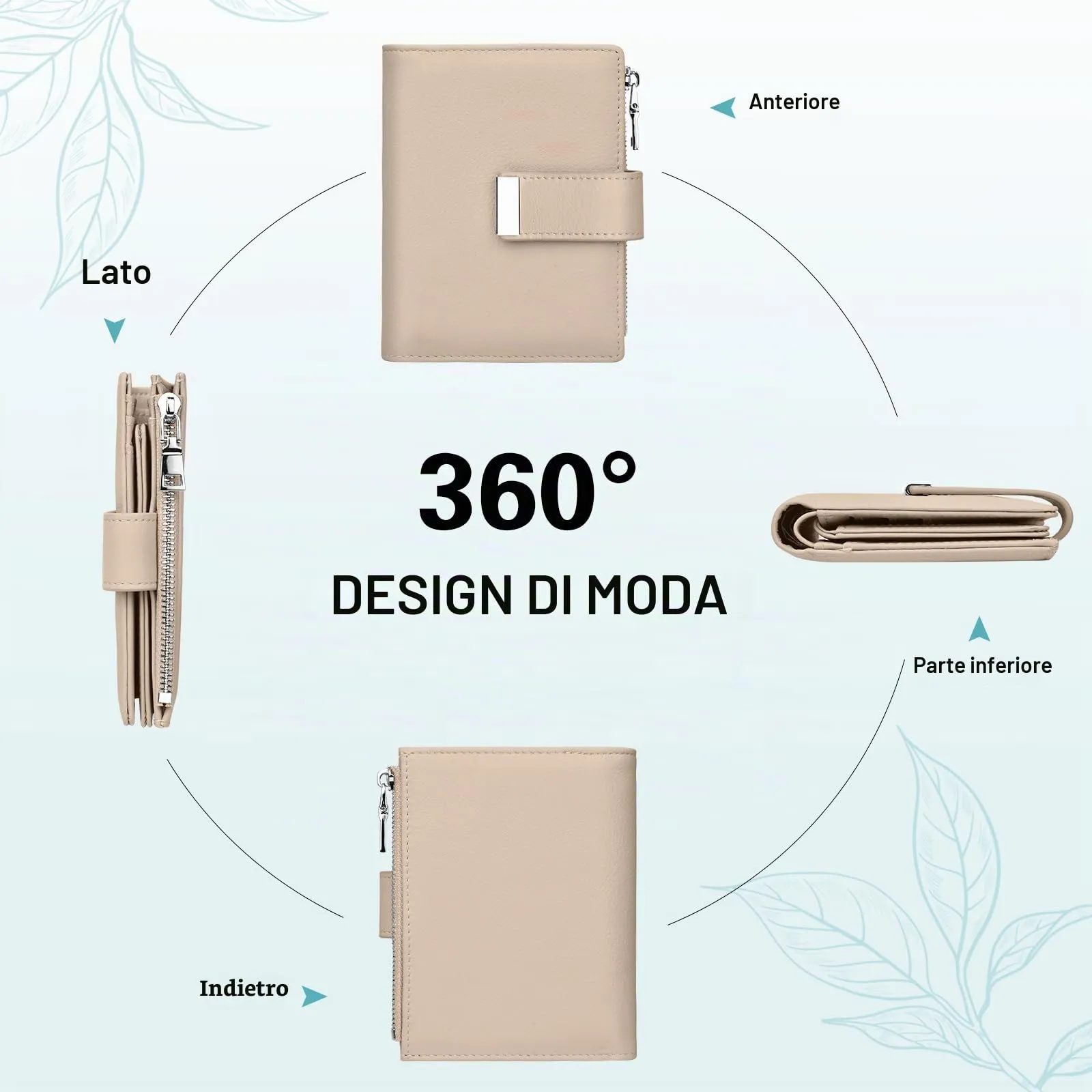 Faneam Cartera Pequeña Mujer de Piel, RFID, 12 Tarjetas y Caja Regalo - immagine 7