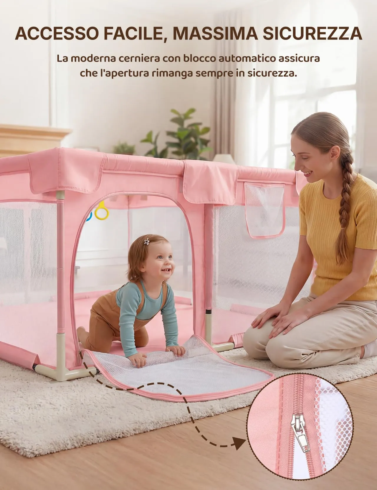 Dripex Box per Bambini Recinto Neonato - Small - Rosa - immagine 5