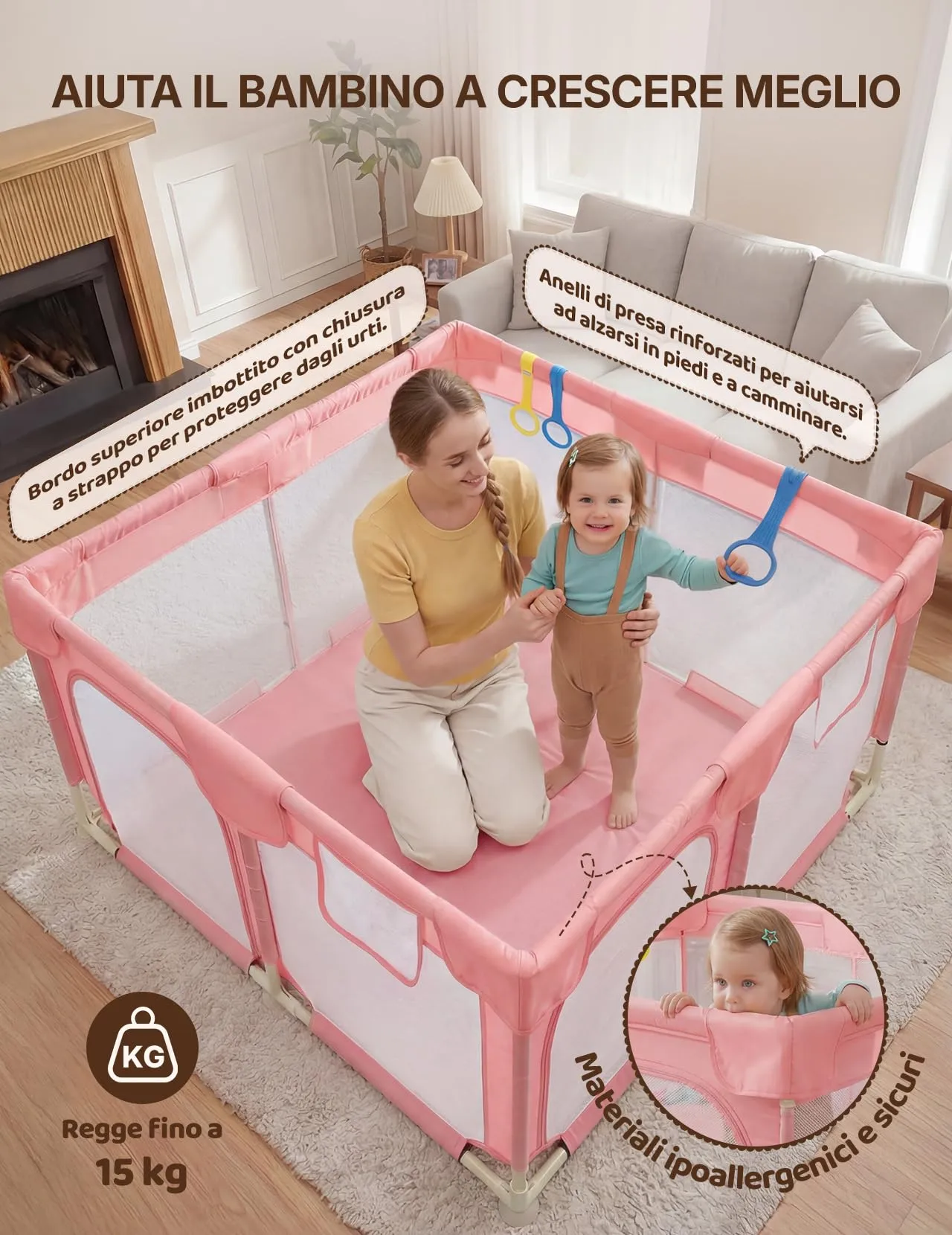Dripex Box per Bambini Recinto Neonato - Small - Rosa - immagine 6