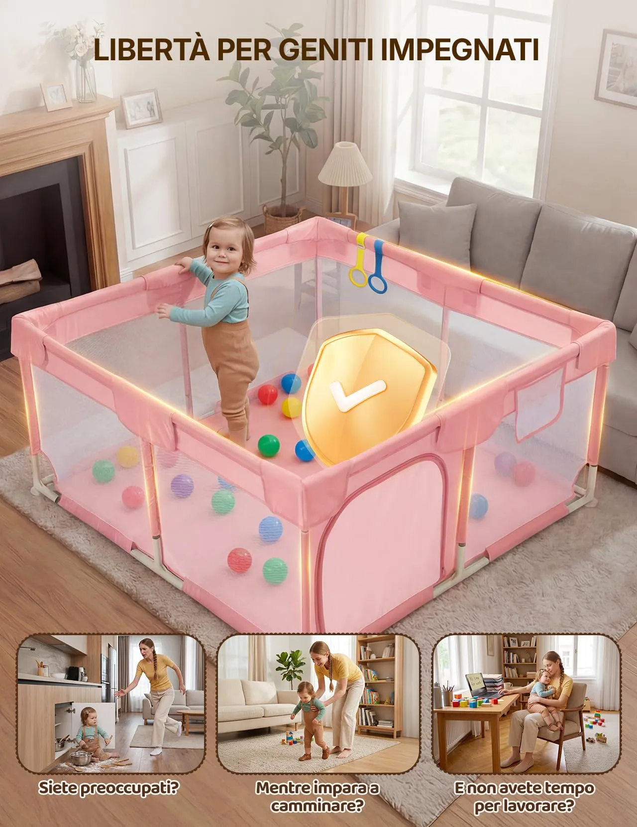 Dripex Box per Bambini Recinto Neonato - Small - Rosa - immagine 9