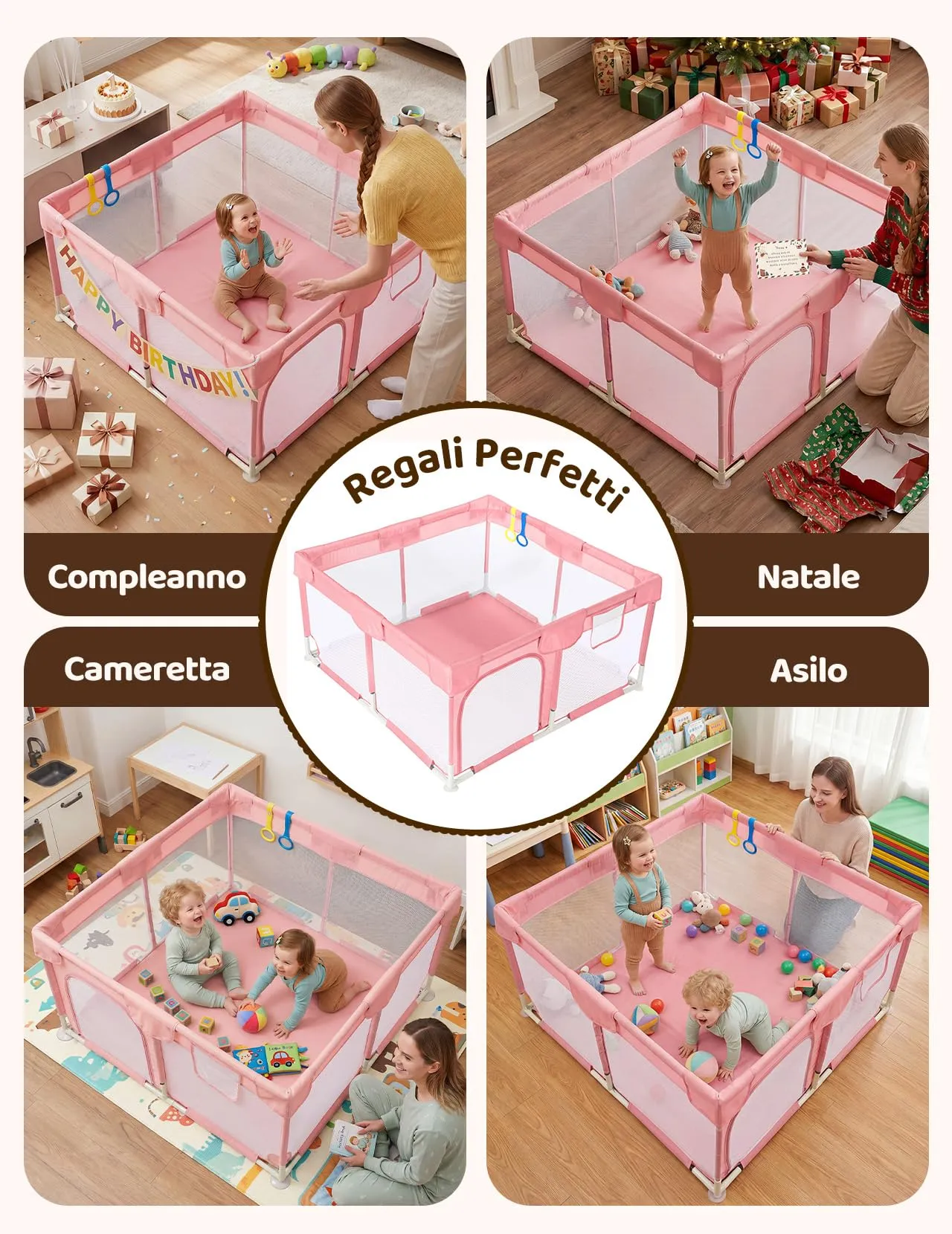 Dripex Box per Bambini Recinto Neonato - Small - Rosa - immagine 10