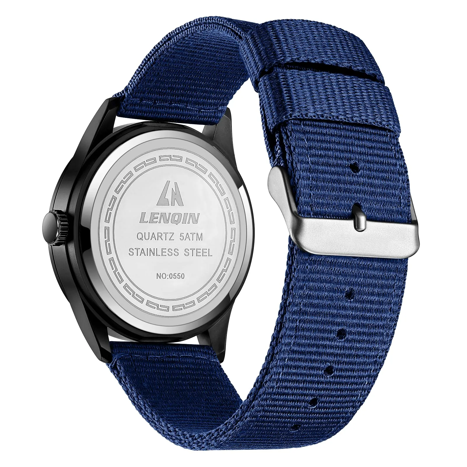 LN LENQIN Orologio Uomo Militare Analogico Quarzo Nylon Datario 3ATM - immagine 2