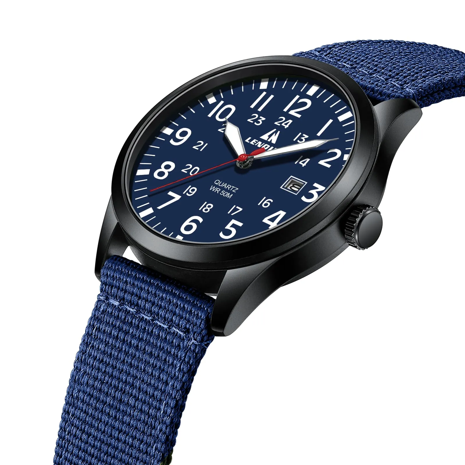 LN LENQIN Orologio Uomo Militare Analogico Quarzo Nylon Datario 3ATM - immagine 3