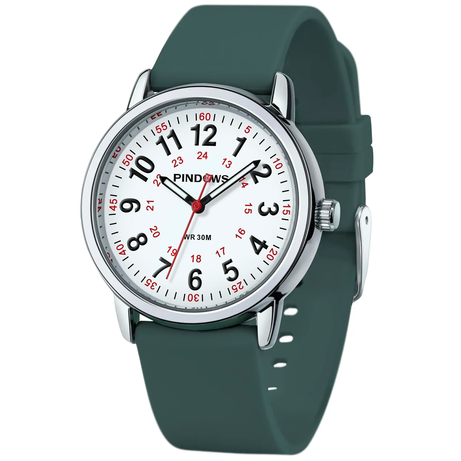 Orologi PINDOWS per donne, orologi al quarzo analogici da donna per studentesse, donne e uomini, impermeabili 30M, tempo militare luminoso, quadrante di facile lettura - immagine 1
