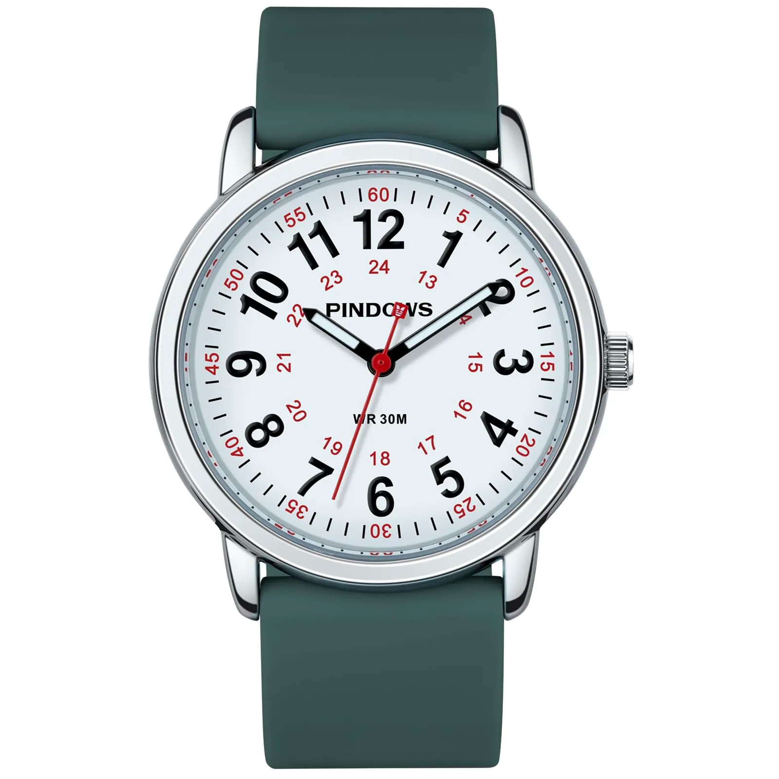 Orologi PINDOWS per donne, orologi al quarzo analogici da donna per studentesse, donne e uomini, impermeabili 30M, tempo militare luminoso, quadrante di facile lettura - immagine 2
