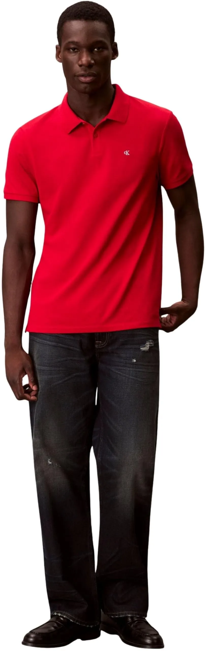 Calvin Klein Uomo Maglietta Polo Maniche Corte Monogram Pique in Cotone, Nero (Adrenaline Rush), S - immagine 7