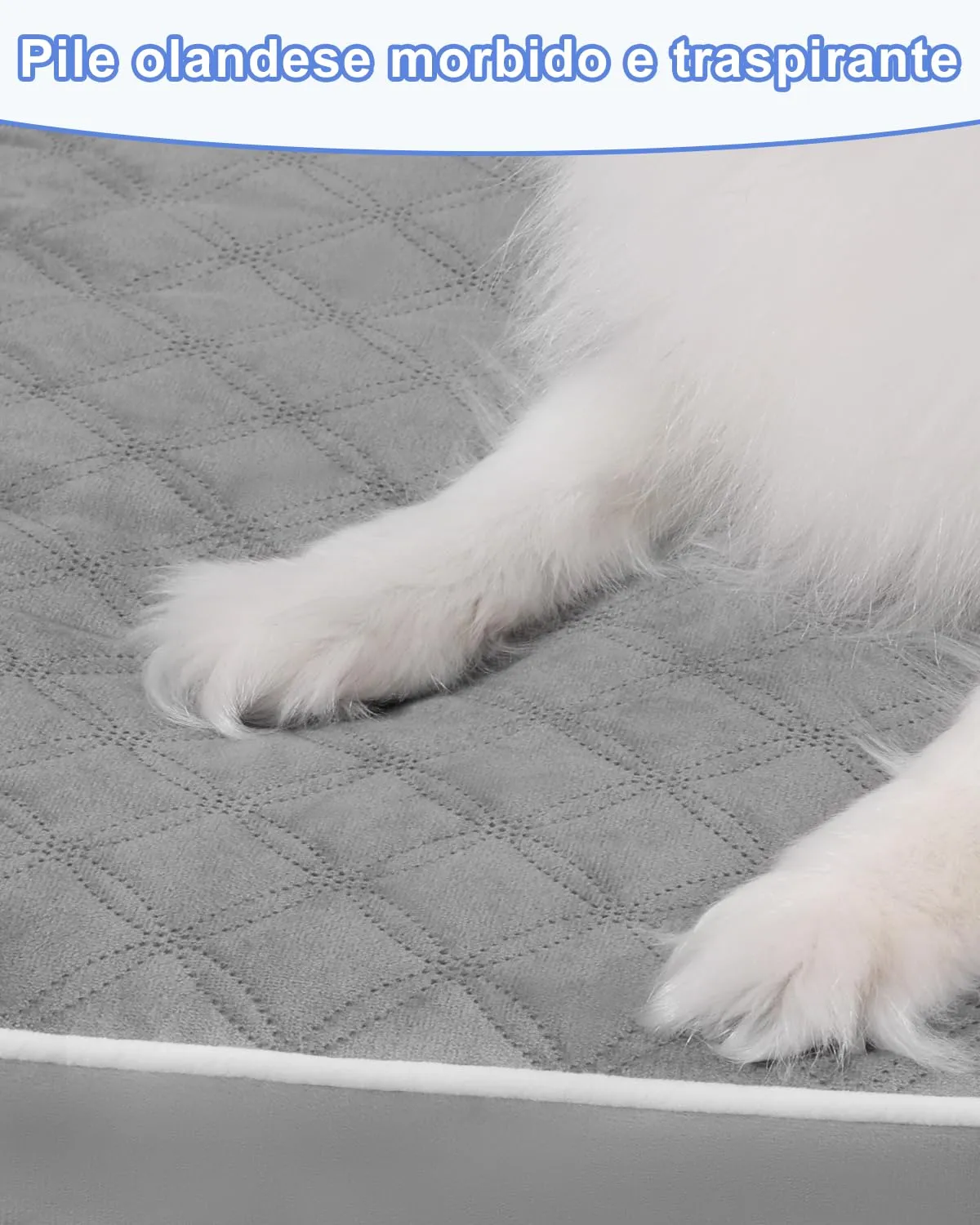 KSIIA Cuccia Cane Interno Medio Grande Ortopedico, Grigio, 88x55x7cm - immagine 6