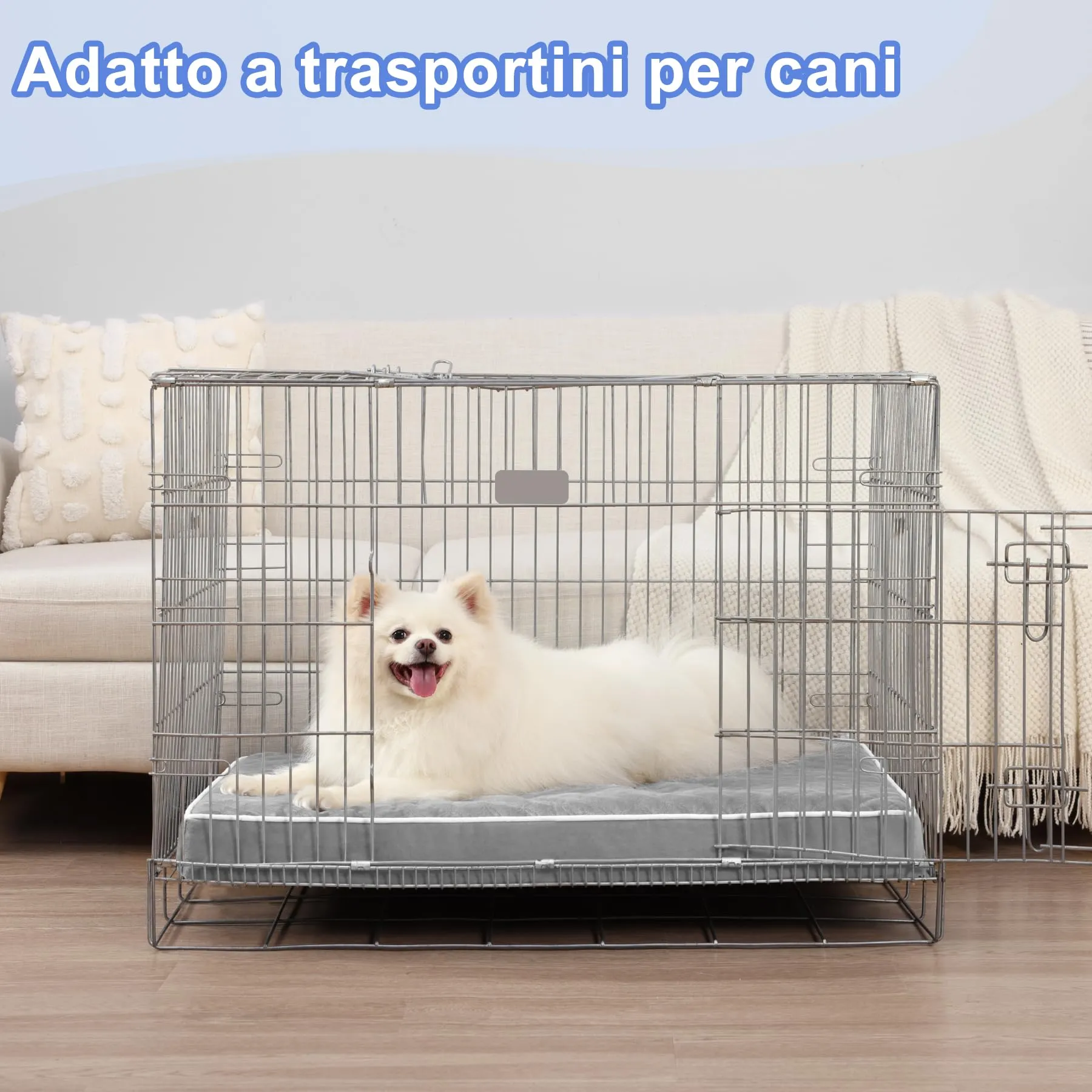 KSIIA Cuccia Cane Interno Medio Grande Ortopedico, Grigio, 88x55x7cm - immagine 9