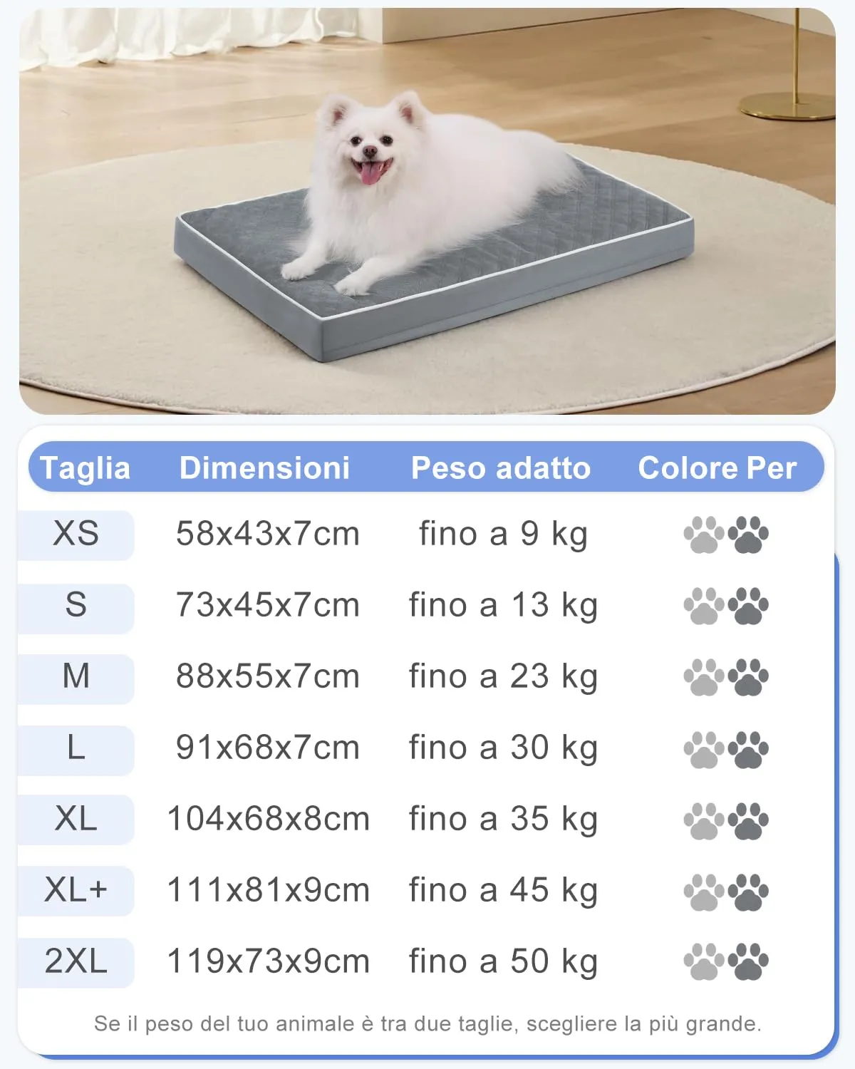 KSIIA Cuccia Cane Interno Taglia Grande Ortopedico Grigio Scuro 91x68x7cm - immagine 2