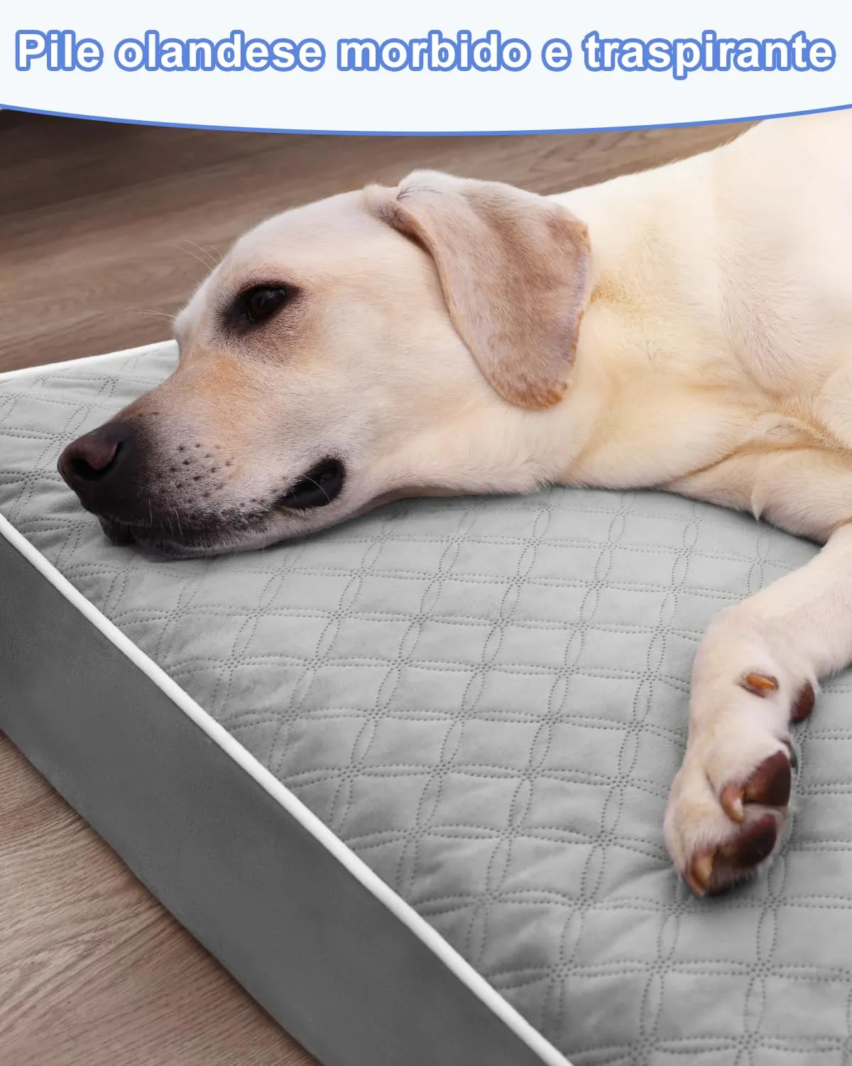KSIIA Cuccia Cane Interno Taglia Grande Ortopedico, Grigio, 119x73x9cm - immagine 6