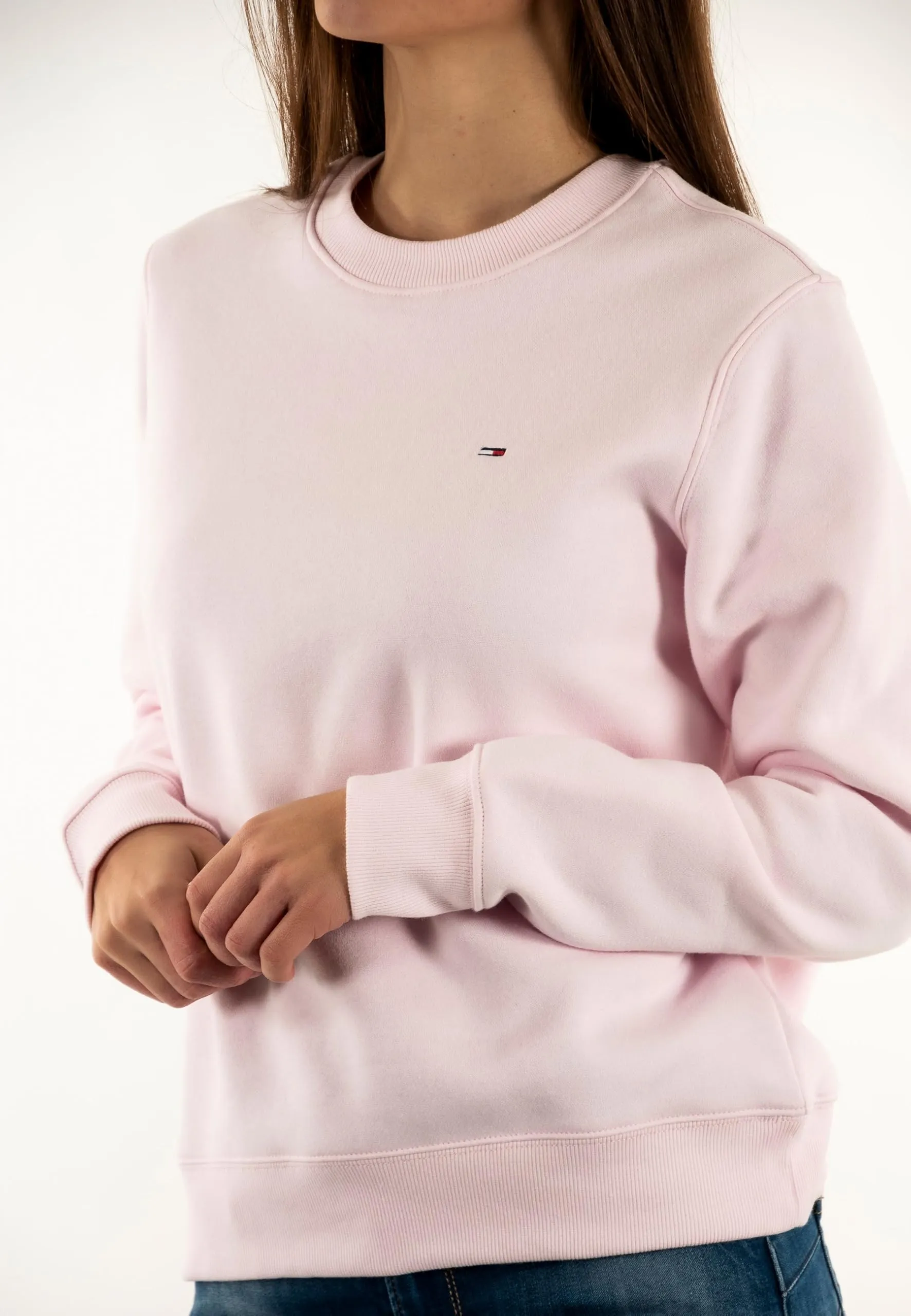 Tommy Jeans Tjw Reg S Flag Crew Dw0Dw19959, Felpa Pullover, Donna, Rosa (Light Pink), XXS - immagine 4