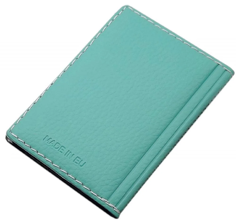 myledershop Porta carte di credito con 12 scomparti MJ-Design-Germany Made in UE in diversi colori e designs (Design 2 / Pistacchio) - immagine 2