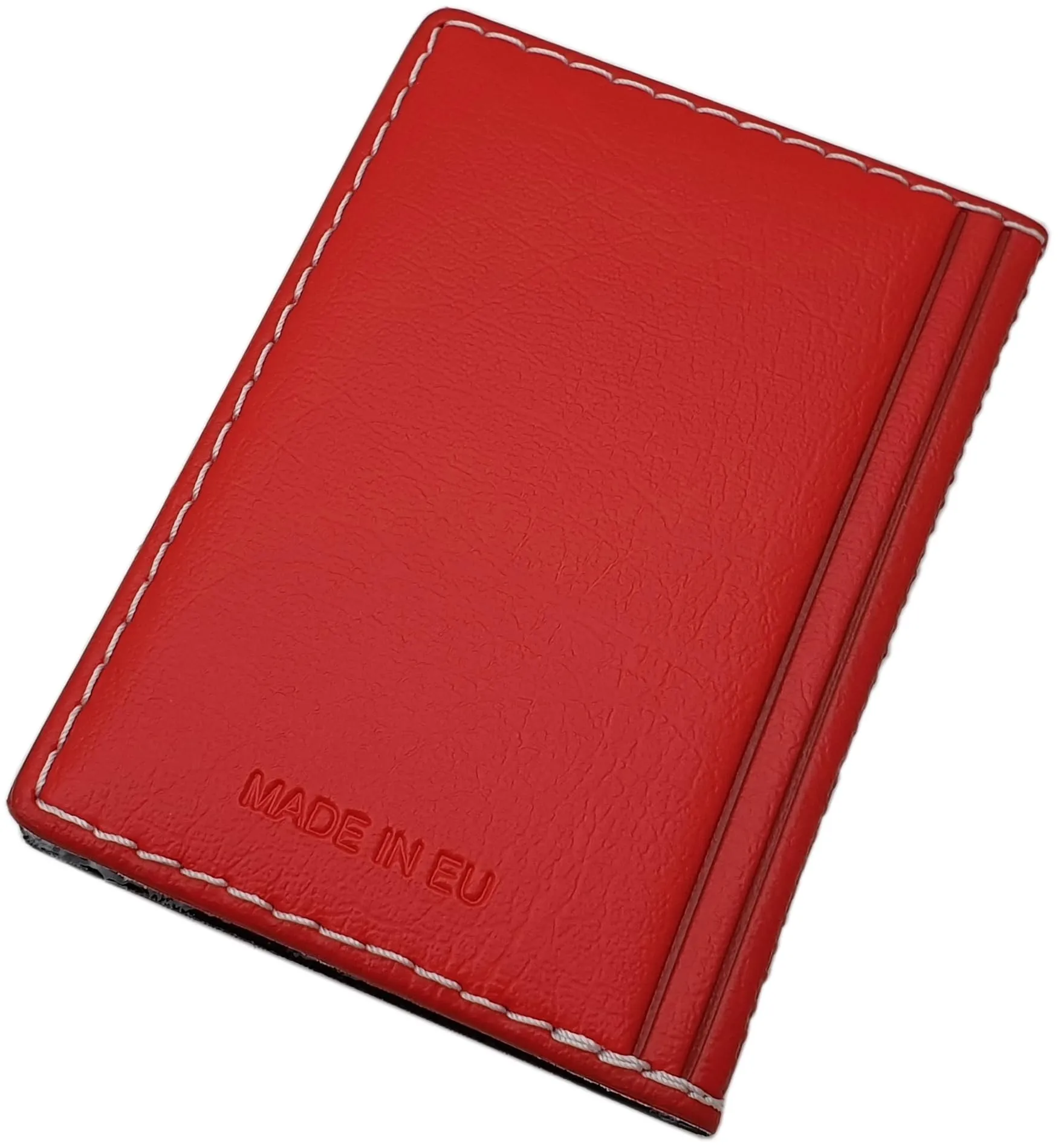 myledershop Porta carte di credito con 12 scomparti MJ-Design-Germany Made in UE in diversi colori e designs (Design 1 / Rosso) - immagine 2