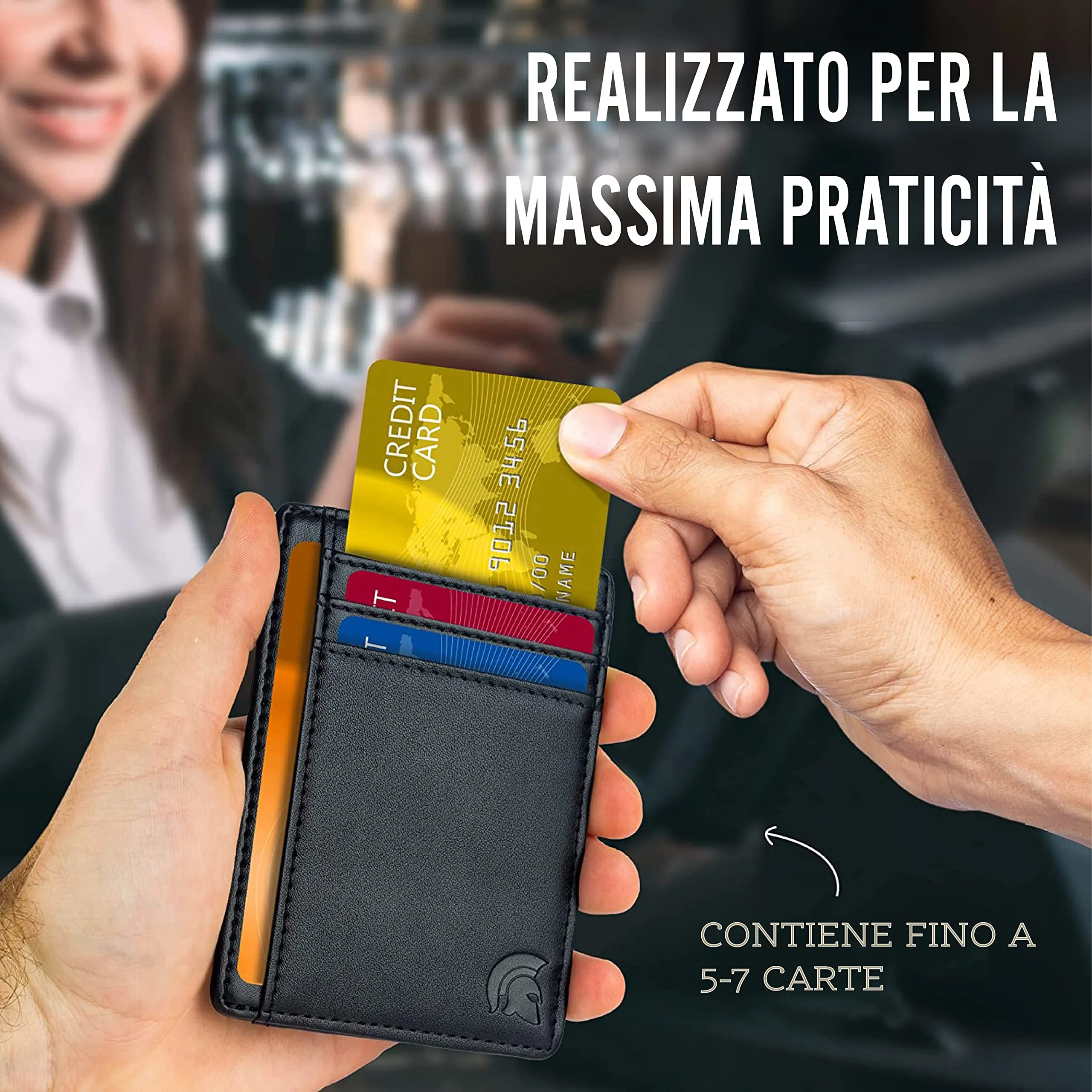 POWR - Portatessere Uomo - Portafoglio Uomo Slim - Porta Badge RFID - Porta Carte Di Credito Uomo - Mini Wallet Tascabile - Portaschede Sottile - Smart Card Holder Wallet - immagine 2