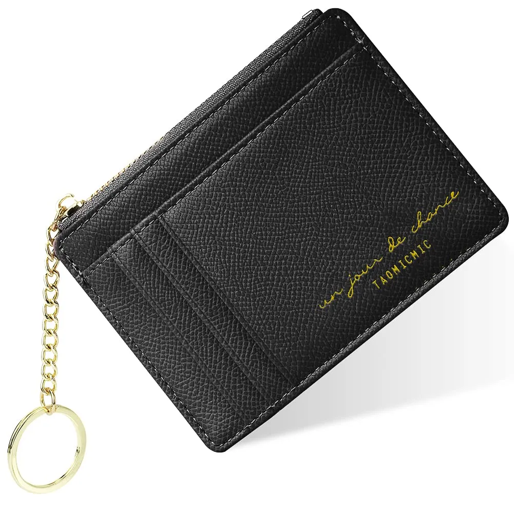 URAQT Portafoglio da donna, mini portafoglio in pelle PU, per uomo e donna, piccolo portafoglio con 8 scomparti per carte di credito, sottile portafoglio corto (nero) - immagine 1