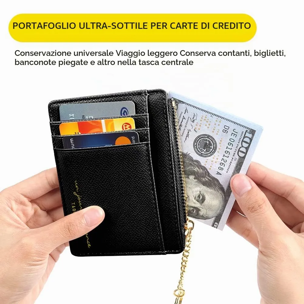 URAQT Portafoglio da donna, mini portafoglio in pelle PU, per uomo e donna, piccolo portafoglio con 8 scomparti per carte di credito, sottile portafoglio corto (nero) - immagine 5