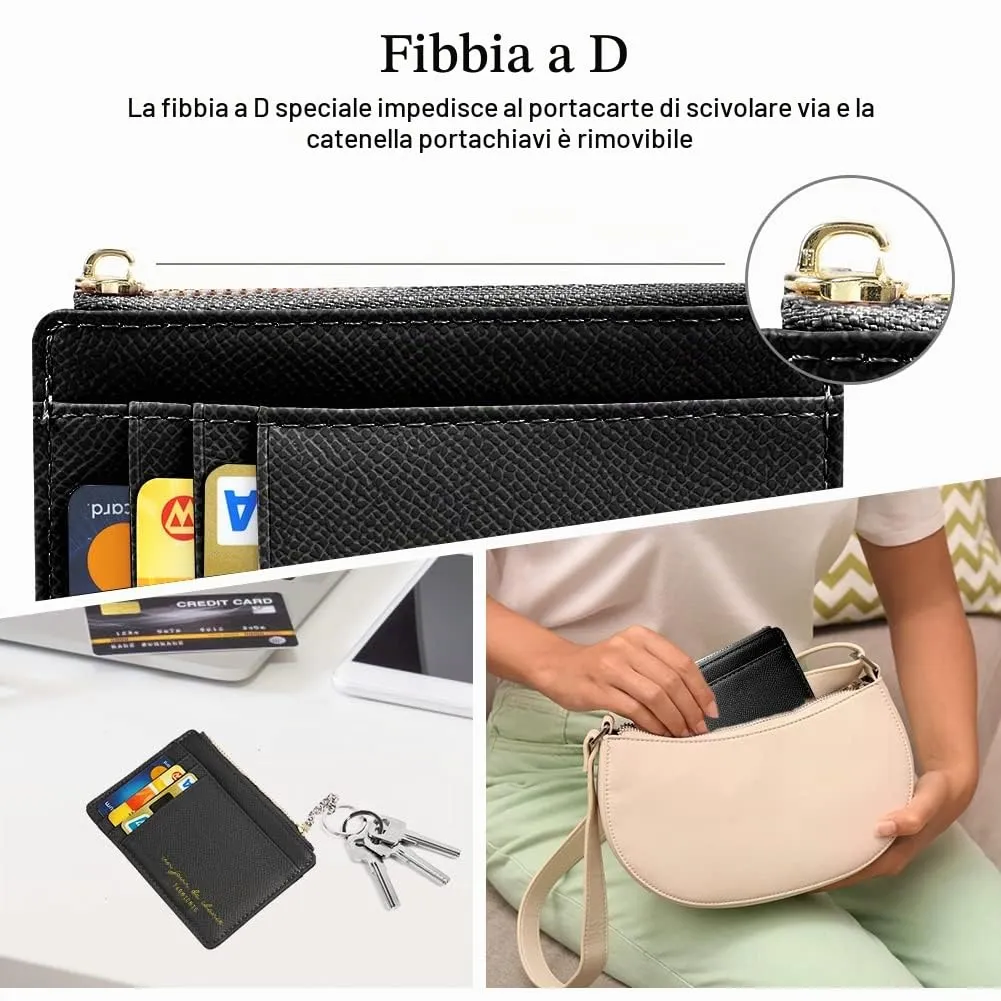 URAQT Portafoglio da donna, mini portafoglio in pelle PU, per uomo e donna, piccolo portafoglio con 8 scomparti per carte di credito, sottile portafoglio corto (nero) - immagine 6