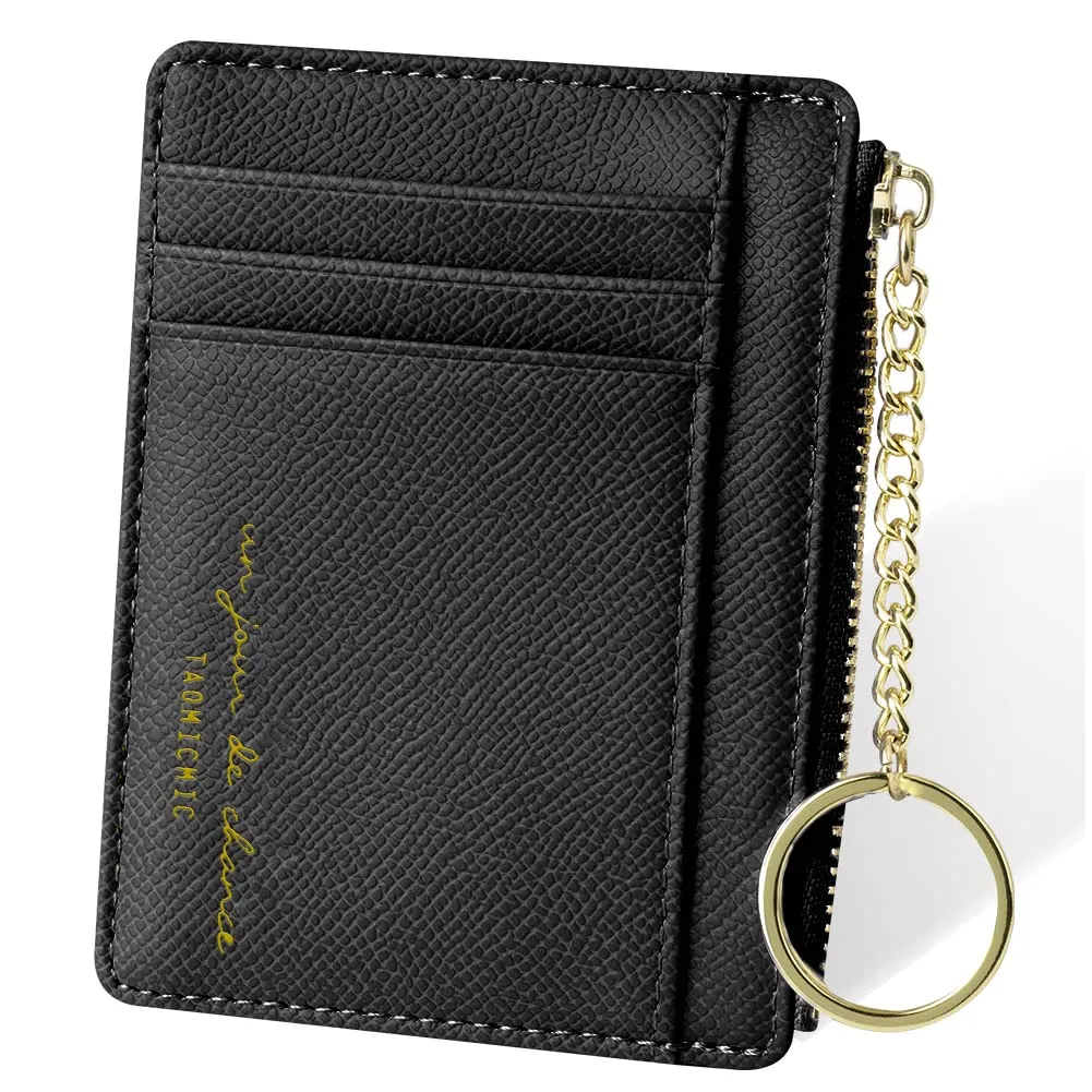 URAQT Portafoglio da donna, mini portafoglio in pelle PU, per uomo e donna, piccolo portafoglio con 8 scomparti per carte di credito, sottile portafoglio corto (nero) - immagine 9