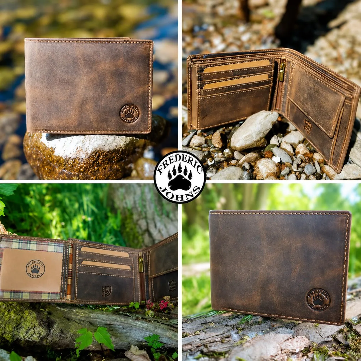Frédéric Johns Portafoglio Uomo Vera Pelle Stile Vintage con Protezione RFID - Portafoglio Elegante e Resistente - immagine 2