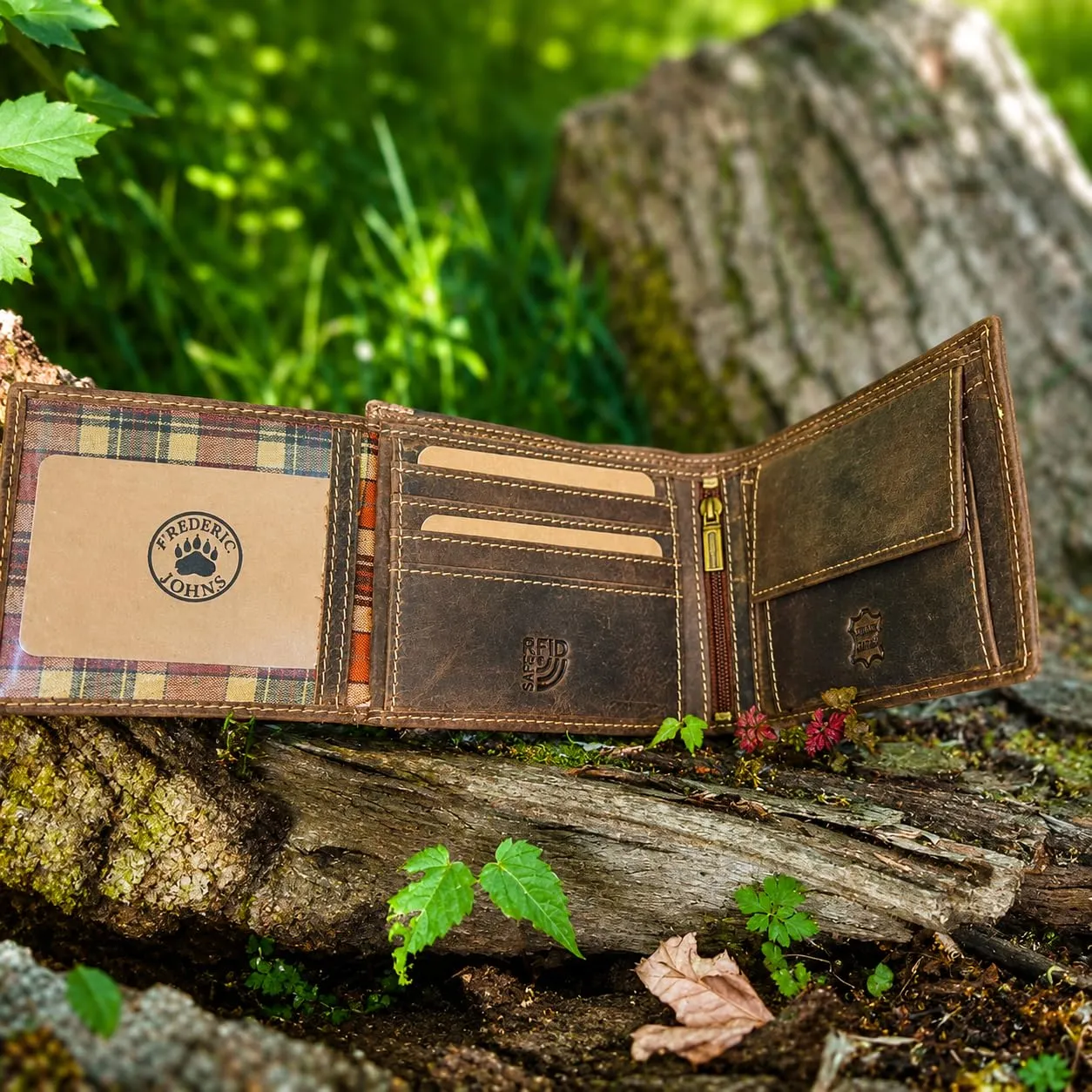 Frédéric Johns Portafoglio Uomo Vera Pelle Stile Vintage con Protezione RFID - Portafoglio Elegante e Resistente - immagine 4