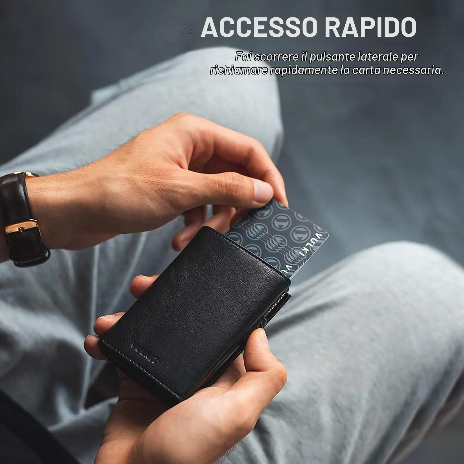 IceReco Portafoglio Uomo Con Portamonete, Mini Protezione RFID, Slim in Pelle Vera Nero, Piccolo Pinko Magnetico per Credito Carte Lampo Banconote - immagine 5