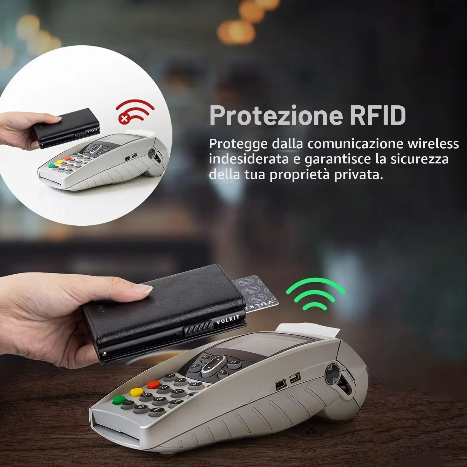 IceReco Portafoglio Uomo Con Portamonete, Mini Protezione RFID, Slim in Pelle Vera Nero, Piccolo Pinko Magnetico per Credito Carte Lampo Banconote - immagine 6