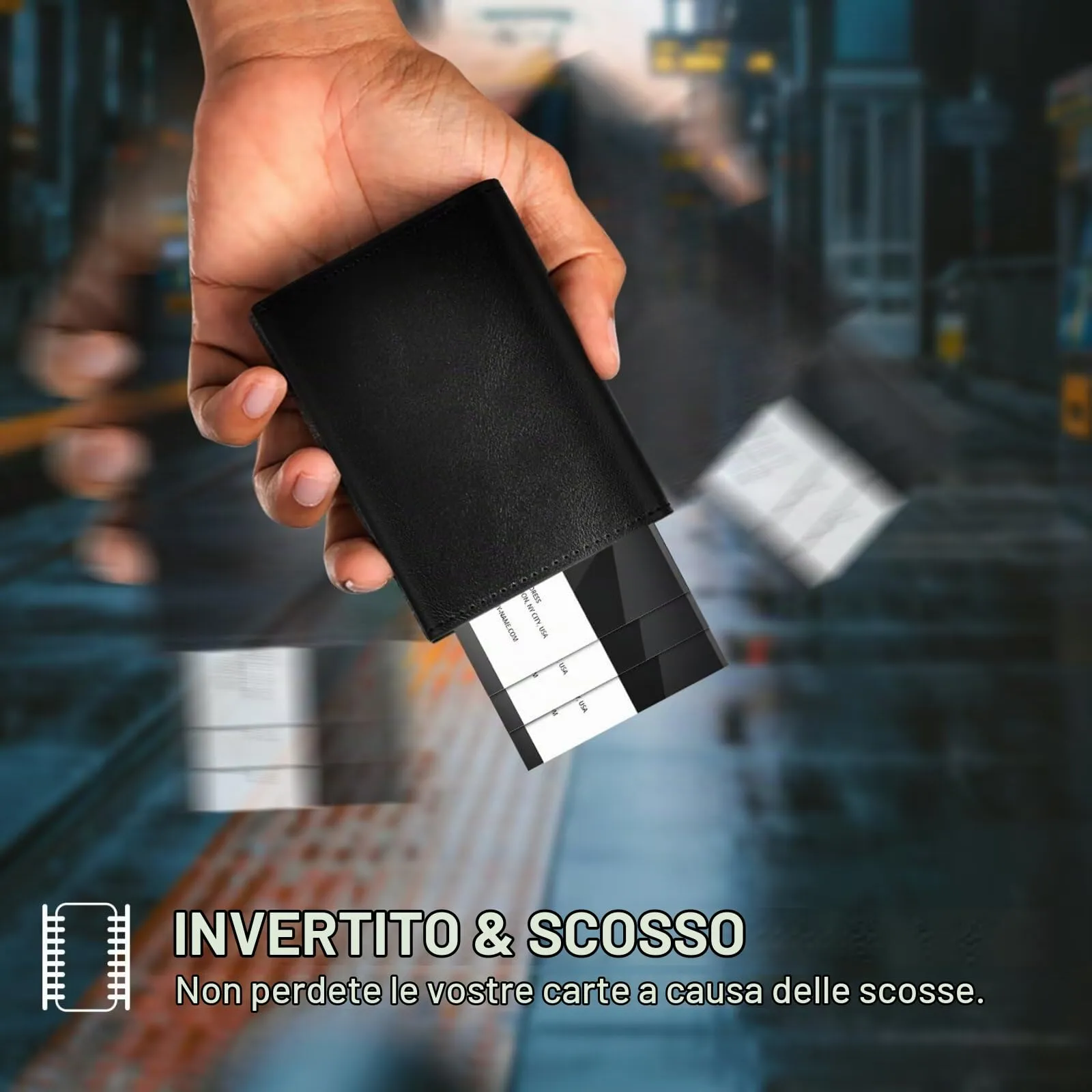 IceReco Portafoglio Uomo Con Portamonete, Mini Protezione RFID, Slim in Pelle Vera Nero, Piccolo Pinko Magnetico per Credito Carte Lampo Banconote - immagine 7