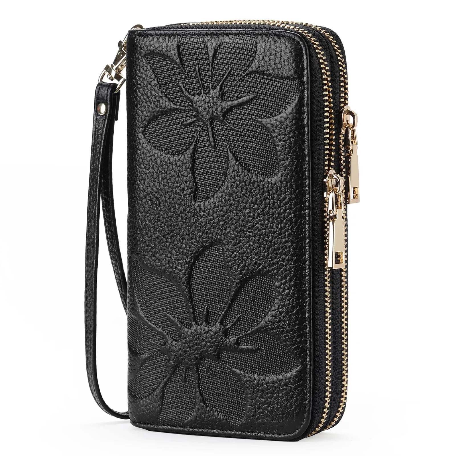 GOIACII Portafoglio Donna Grande Capacità Doppia Cerniera Porta Carta di Credito Portafogli da Donna in Pelle con Blocco RFID Telefono Wristlet - immagine 1