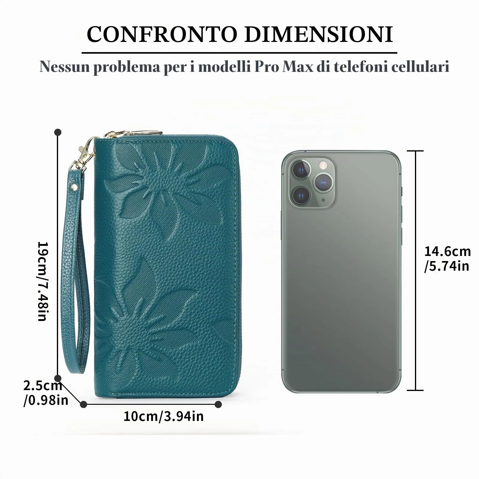 GOIACII Portafoglio Donna Grande Capacità Doppia Cerniera Porta Carta di Credito Portafogli da Donna in Pelle con Blocco RFID Telefono Wristlet - immagine 6