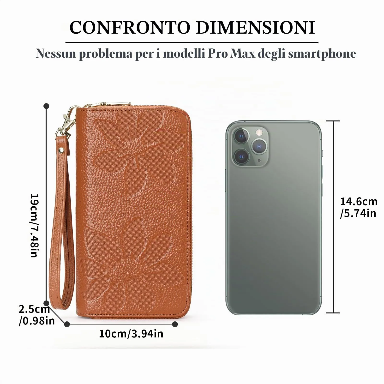 GOIACII Portafoglio Donna Grande Capacità Doppia Cerniera Porta Carta di Credito Portafogli da Donna in Pelle con Blocco RFID Telefono Wristlet - immagine 6